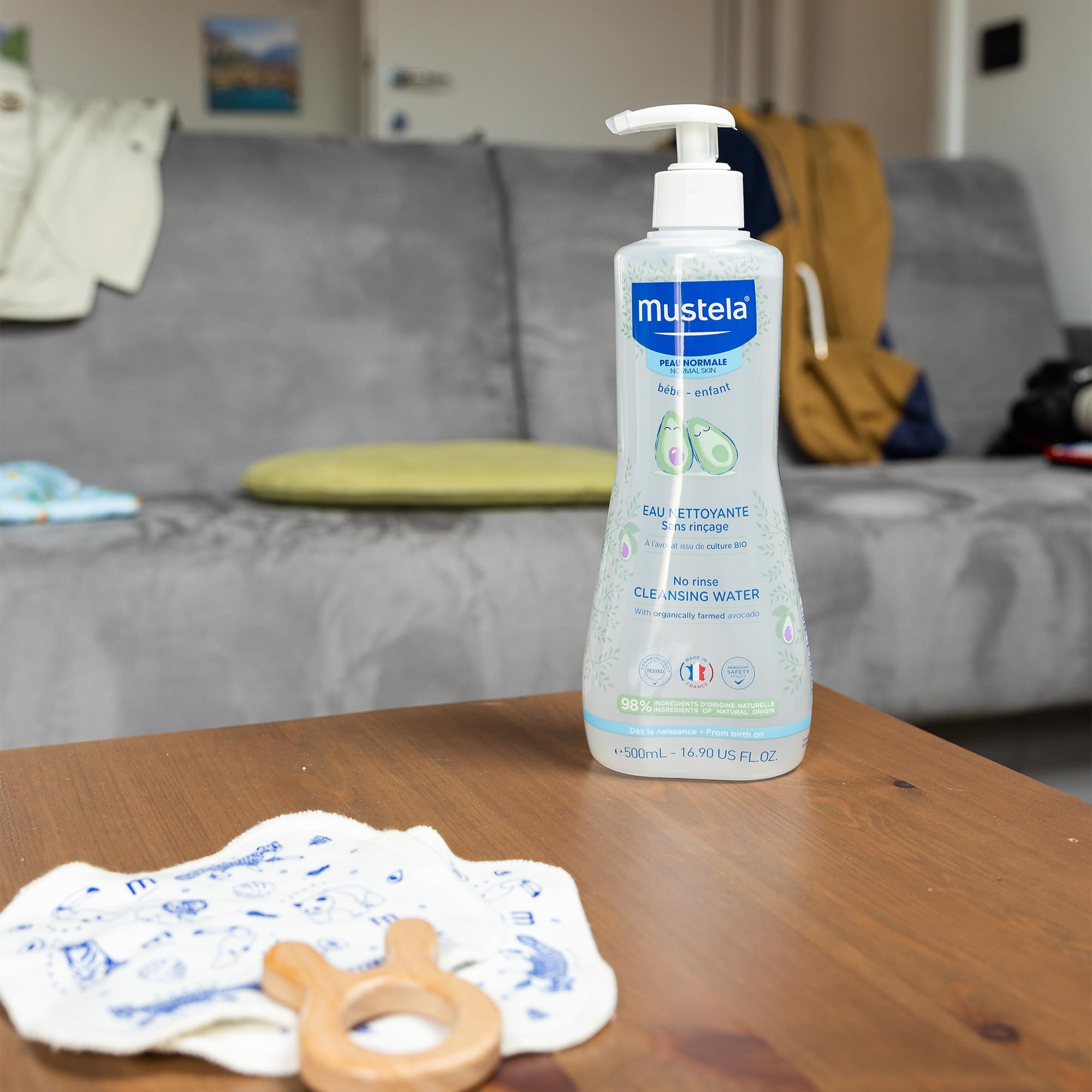 Mustela Woda czyszcząca z awokado bez spłukiwania, 500 ml