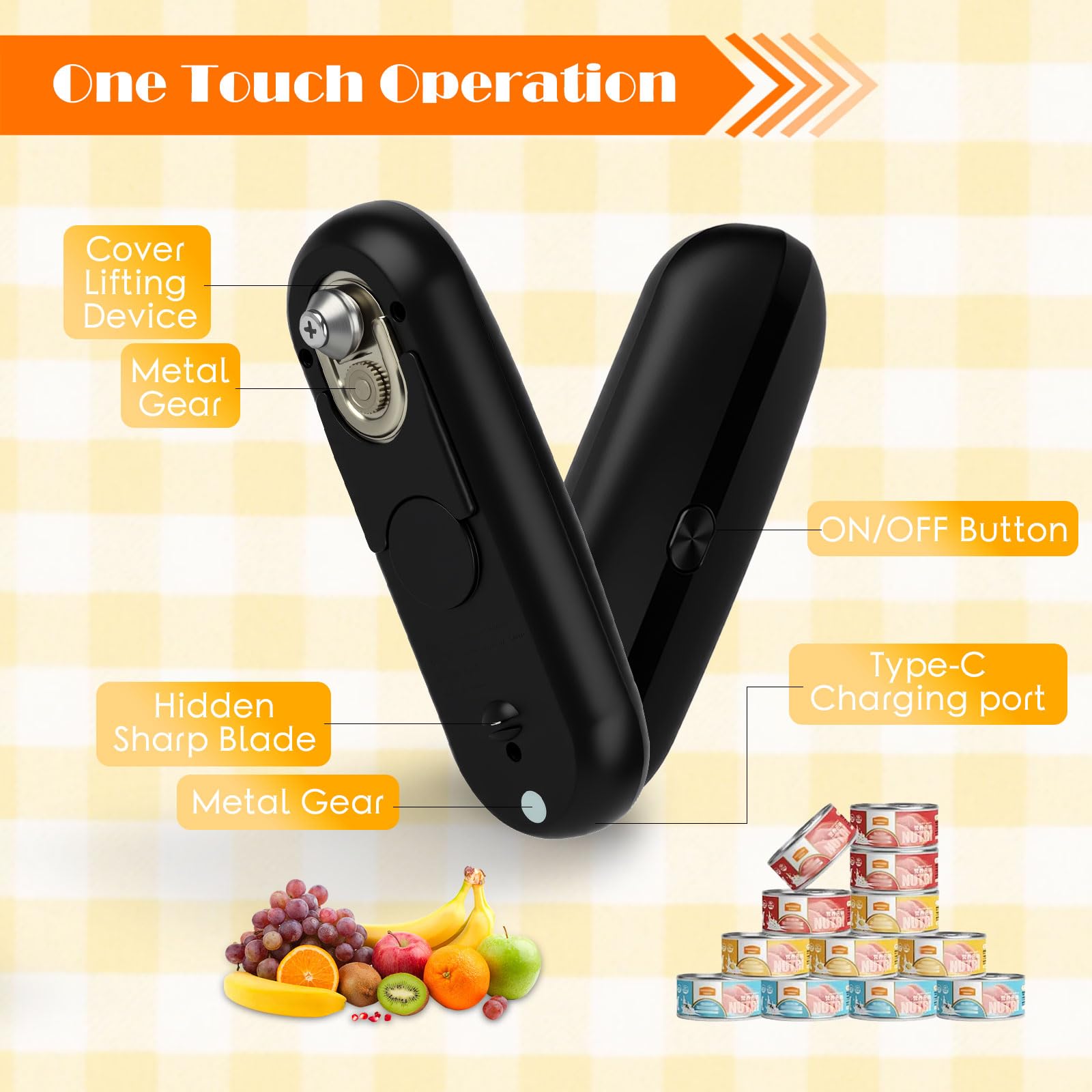Ouvre Boîte Électrique pour Chefs et Seniors, Ouvre Bocal Électrique USB Rechargeable Automatique, Ouverture Facile des Boîtes et Bocaux pour les Personnes Souffrant de Problèmes de Préhension