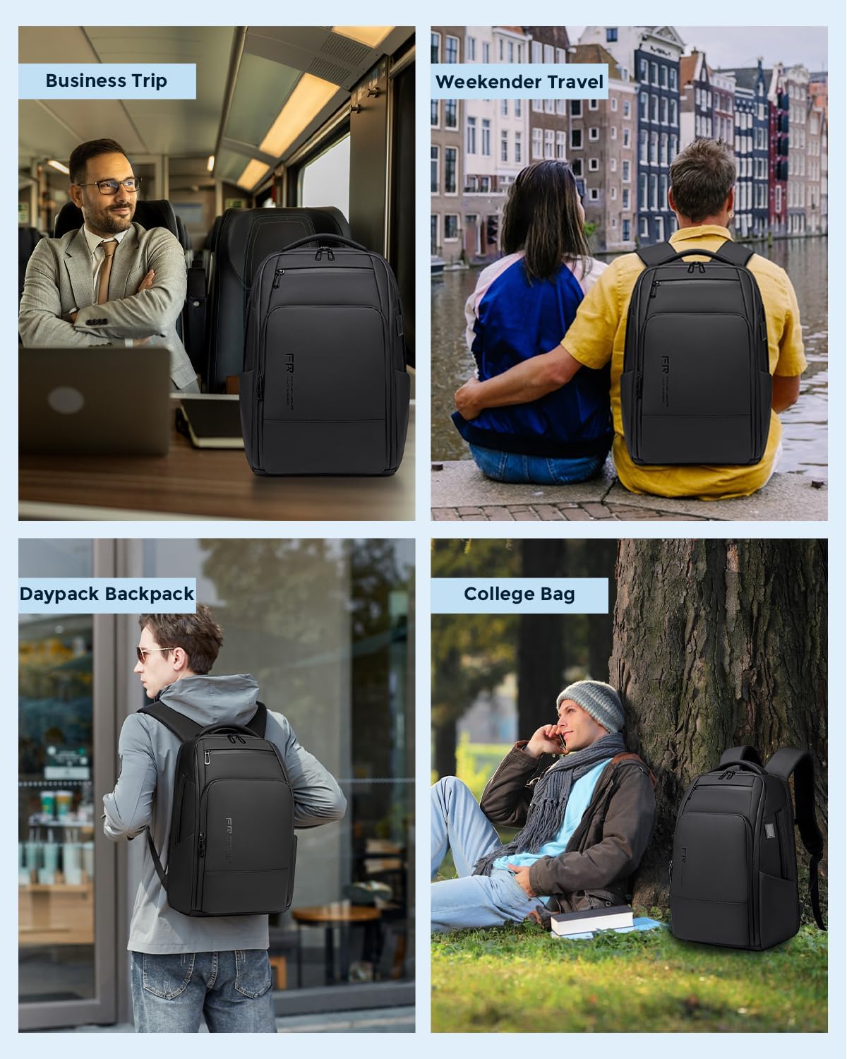 17 Inch Travel Laptop Backpack, Water Resistant Expandable Men's Computer Backpack for Men, Black Laptop Bag with USB Port for Business/Work/College - Image 8