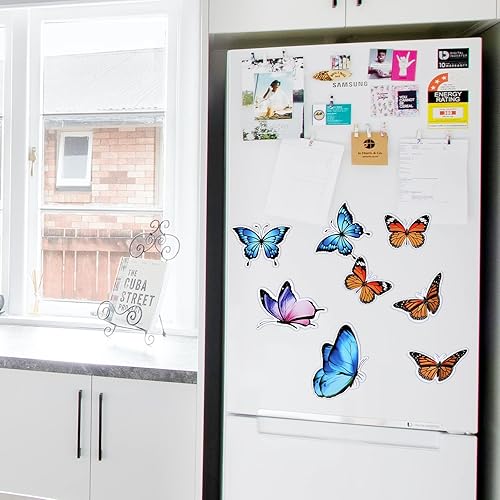Miniatura 6 de 10 calcomanías de imanes de mariposa, doble cara para patio, imanes flexibles decorativos magnéticos para ventana de refrigerador, pantalla de