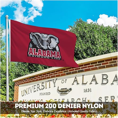 Miniatura 5 de AGAS - Banderas de marea carmesí con logotipo de elefante de la Universidad de Alabama, 3 x 5 pies, nailon 200D impreso de doble cara con ojales de