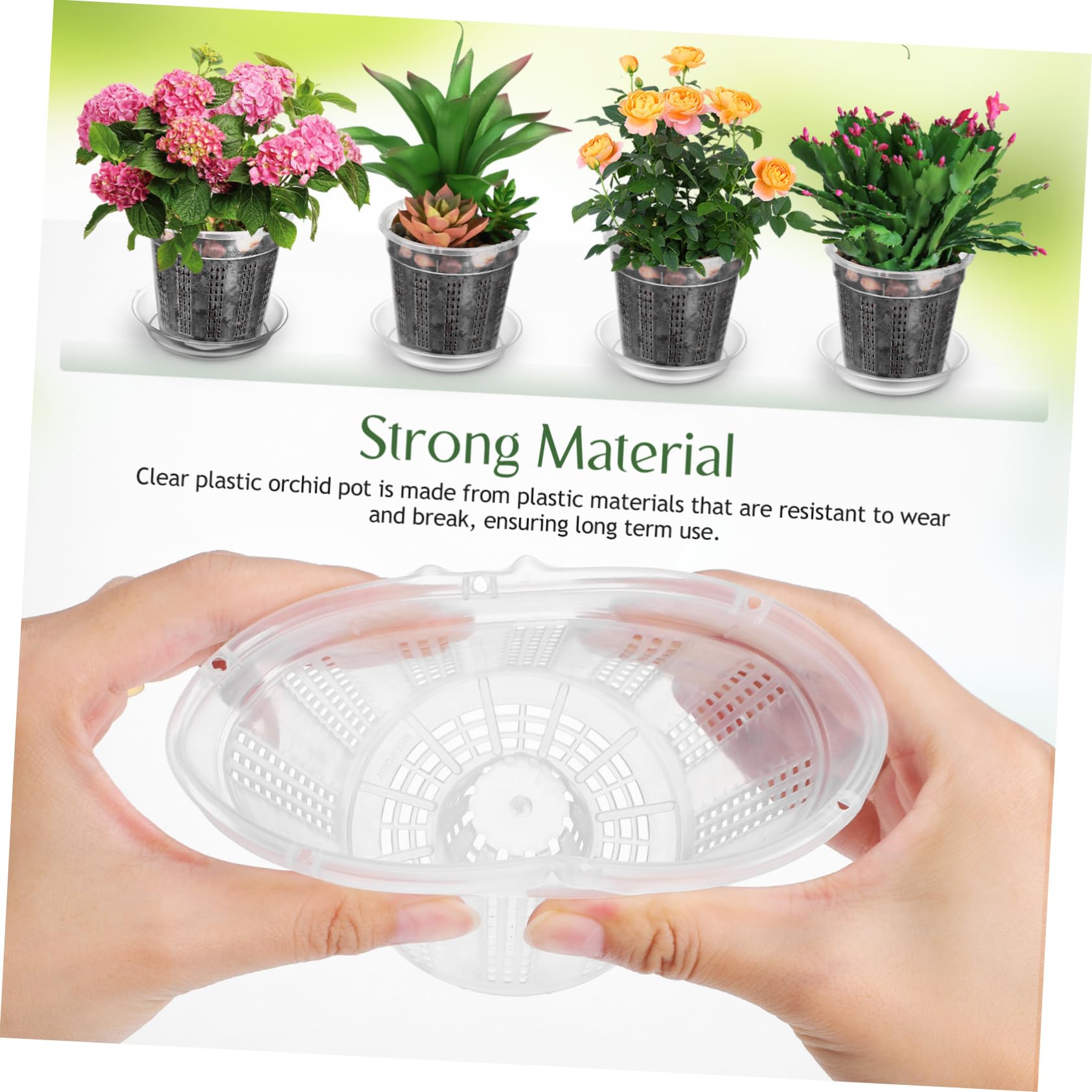 Happyyami 2 Ensembles Lot Pots Orchidées Plastique Transparent avec Drainage Et Saucers Pots Fleurs Ventilés Creux Convient Intérieur Extérieur pour Fraisiers Et Plantes Variées 8 Pièces * 2