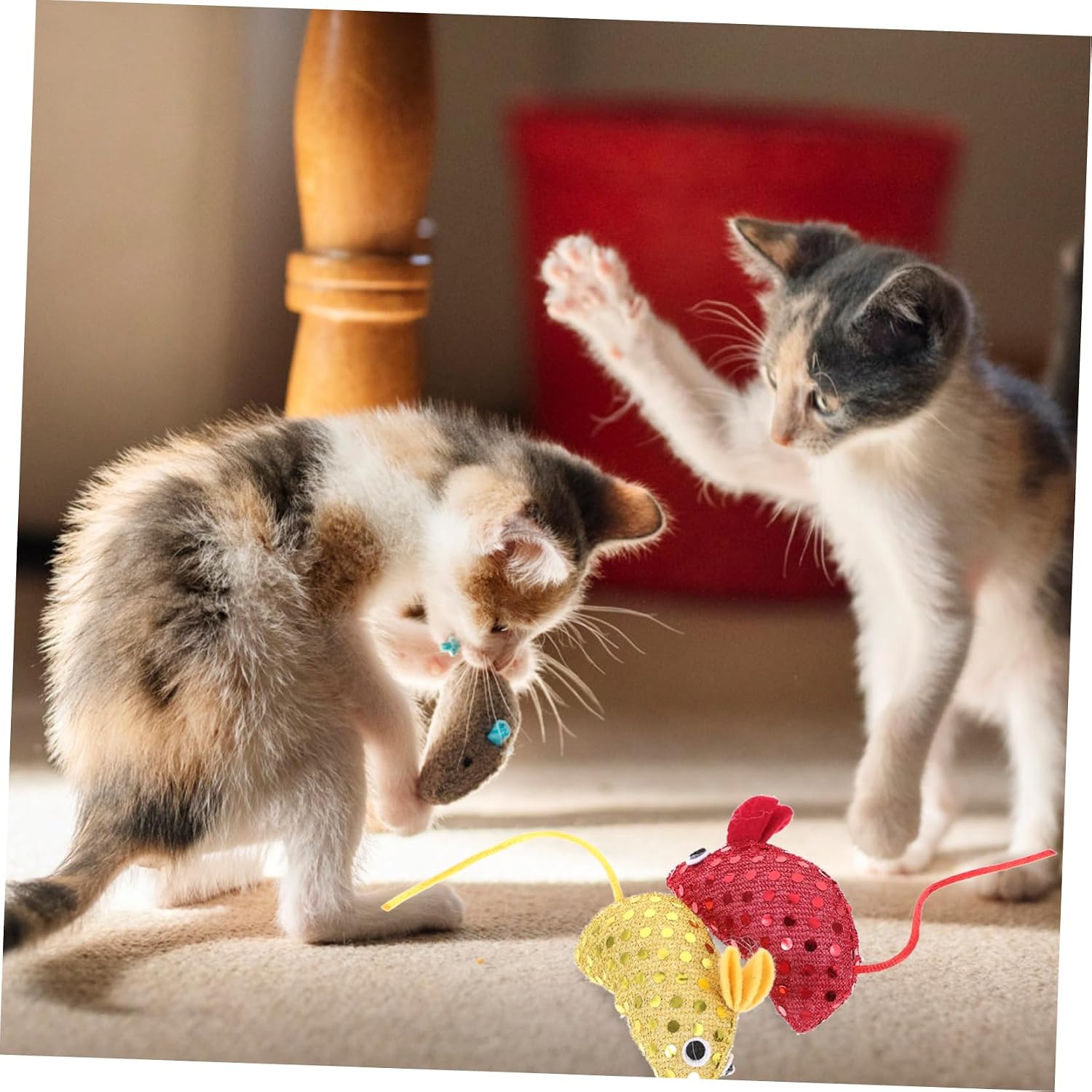 4Pcs Interactive Cat Chew Soft Sparkly Mouse Pet for Indoor Kittens Teething and Boredom Relief Fun Play and Exercise for Cats and Mice