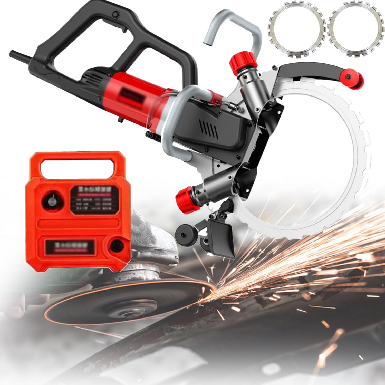Sierra circular eléctrica sin escobillas de 8800 W/9500 W, profundidad de corte de 270/300 mm, 3000 RPM, máquina de corte de ranura eléctrica para granito, piedra, 8800W-2cuchillas