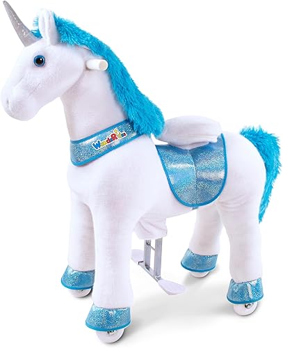 Miniatura 10 de WondeRides Caballo de juguete para pasear a caballo, tamaño M 4 para edades de 4 a 9 años (36 pulgadas de altura), unicornio mecánico con ruedas