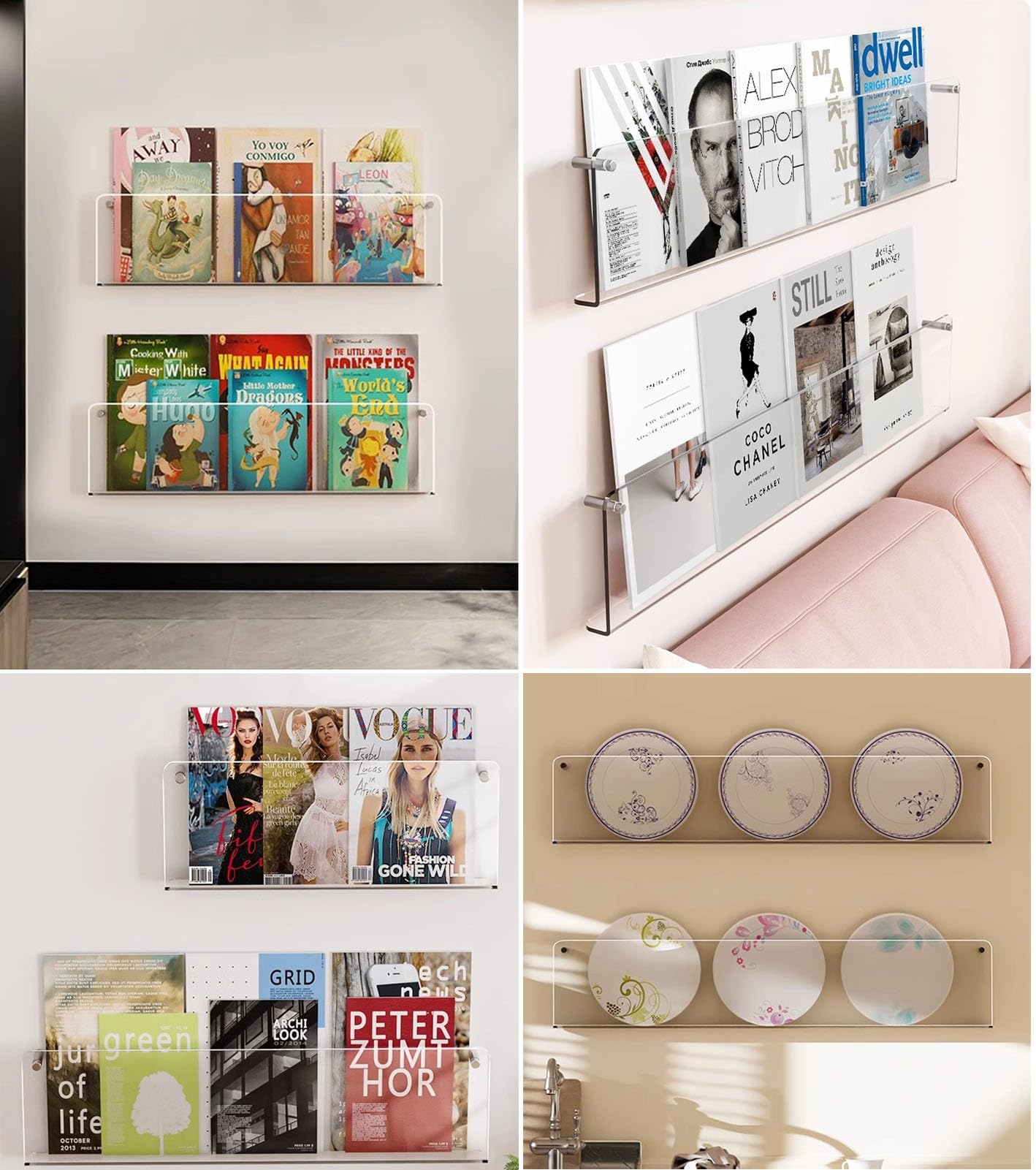 Amazon.co.jp: LNNW マガジンラック 透明アクリルマガジンラック