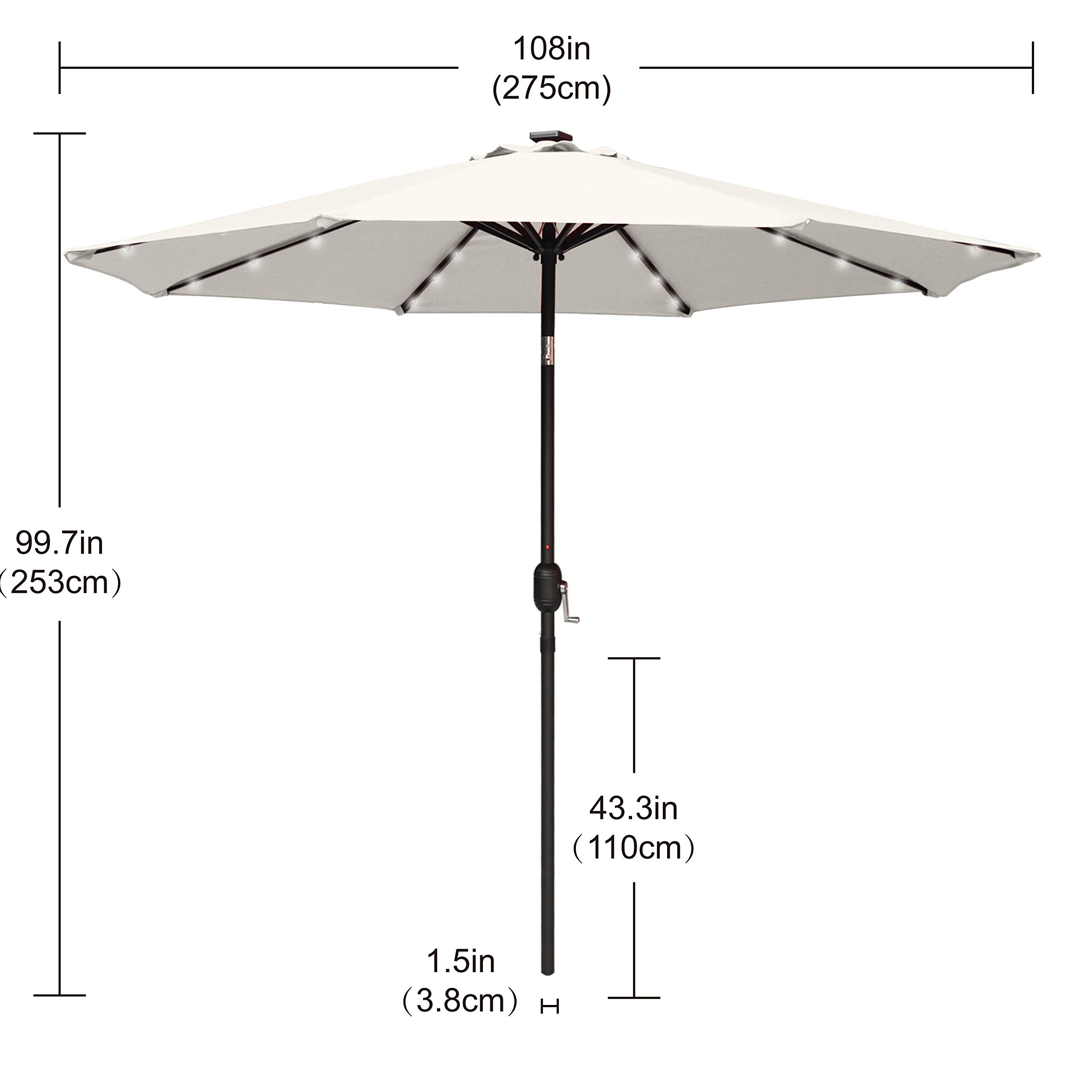 Amazon Com 9ft Patio Umbrella Ourdoor Solar Umbrella Led Umbrellas With 32led Lights Tilt And Crank Table Umbrellas For Garden Deck Backyard And Pool 12 Colors Light Beige Garden Outdoor