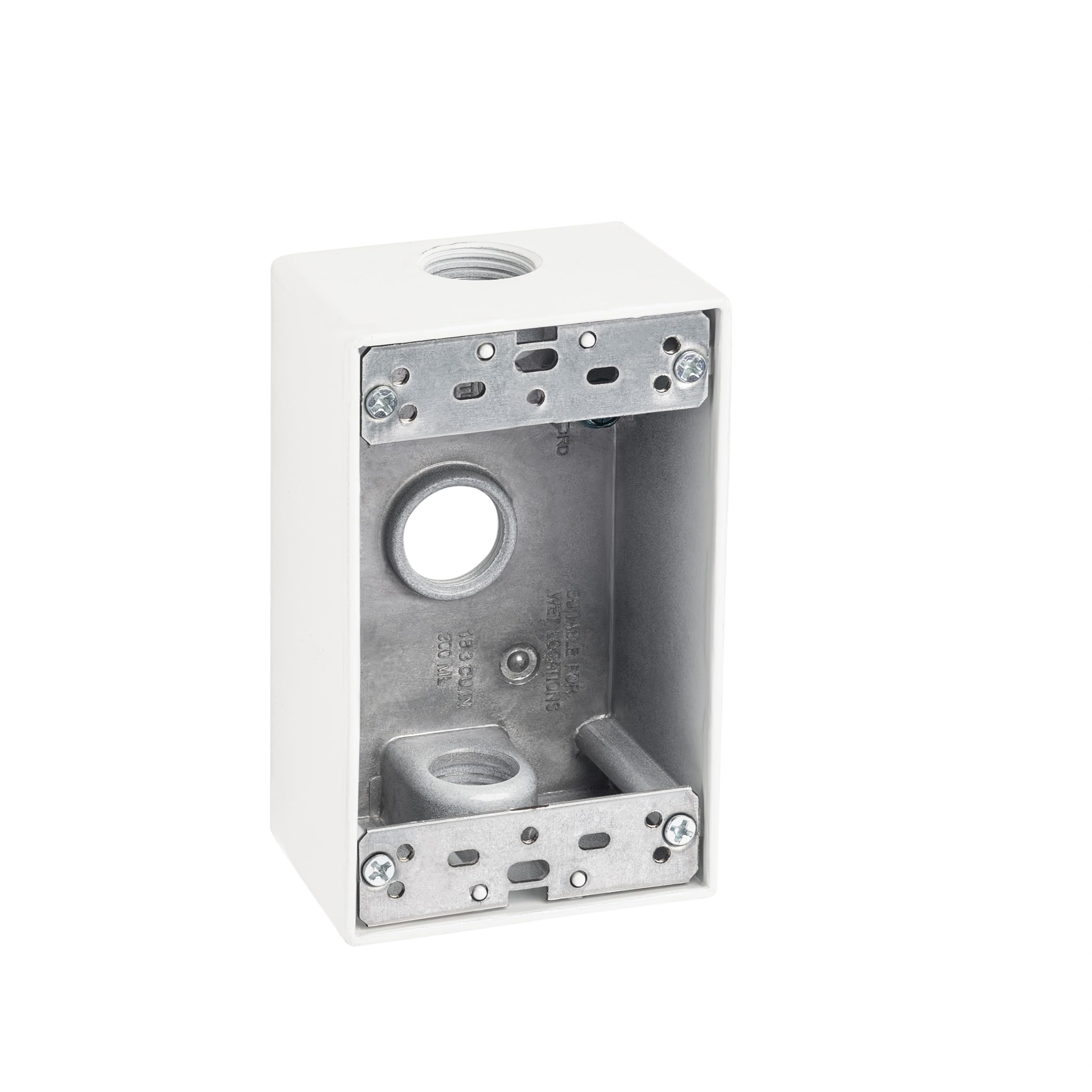 Sealproof 1-Gang 3 1/2-Inch Holes Weatherproof Rectangular Exterior Electrical Outlet Box with 3 Outlet Holes, Three 1/2" Holes, Single Gang, UL Listed, 3-Pack — Amazon image 4