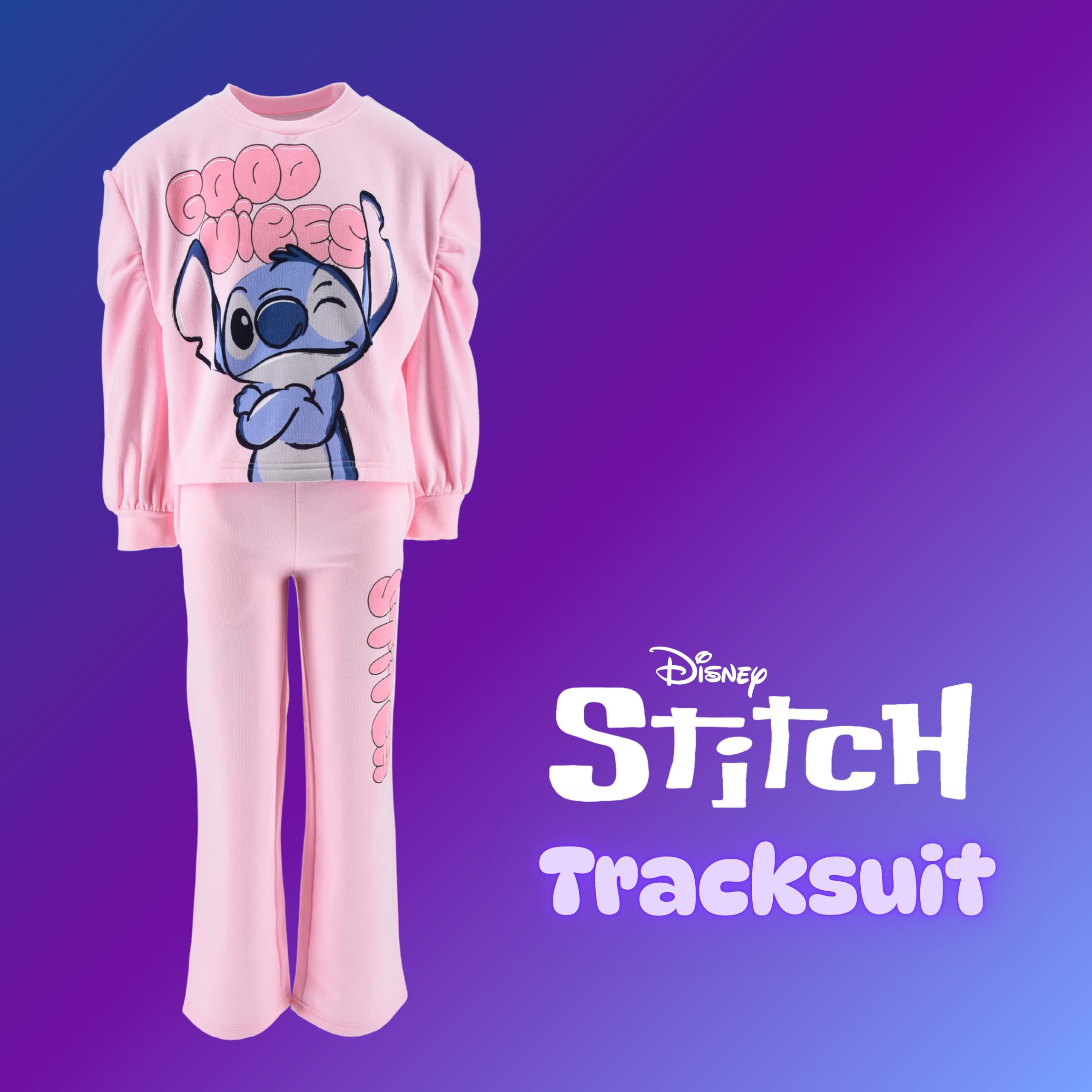 Disney Stitch Camiseta y Pantalon para Niñas, Chandal Conjunto 2 Piezas Sudadera y Pantalon para Niñas, Tallas 3 a 8 Años