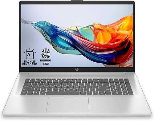 HP Laptop de 17.3 pulgadas con Web Microsoft 365 de por vida, teclado retroiluminado, lector de huellas dactilares, Intel Core i5-1334U (10 núcleos,