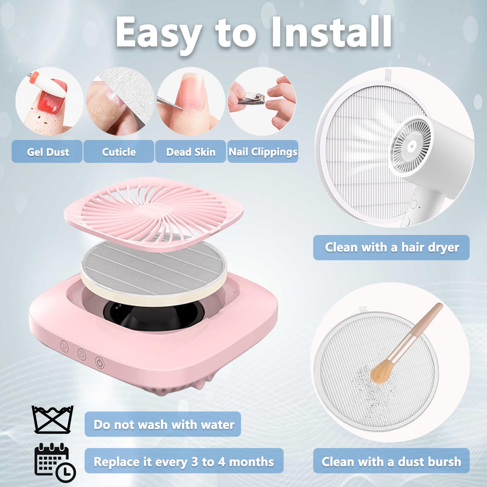 5-Pack Nail Dust Collector Filters – Compatible With Melody Susie SPro/XC320J, H12 Filtration, Reusable & Easy-Clean