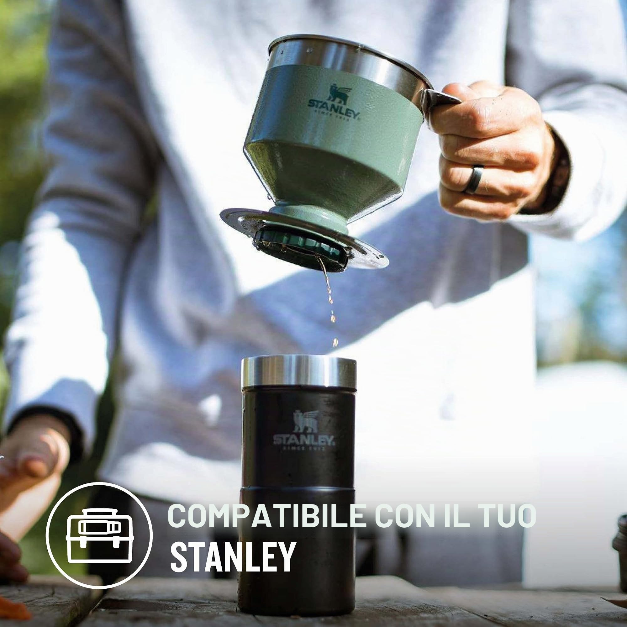 Stanley Perfect Brew Pour Over Filtri Caffe Americano - Capacità da 1 a 6 Tazze - Filtri per Caffè Riutilizzabili - Caffettiera Portatile - Senza BPA - Acciaio Inossidabile