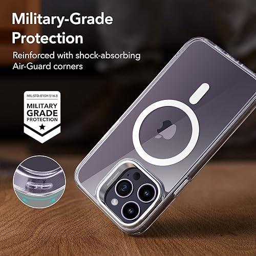 Vista 376 de ESR - Funda para iPhone 15 compatible con MagSafe, funda protectora de grado militar con soporte integrado, cubierta trasera resistente a