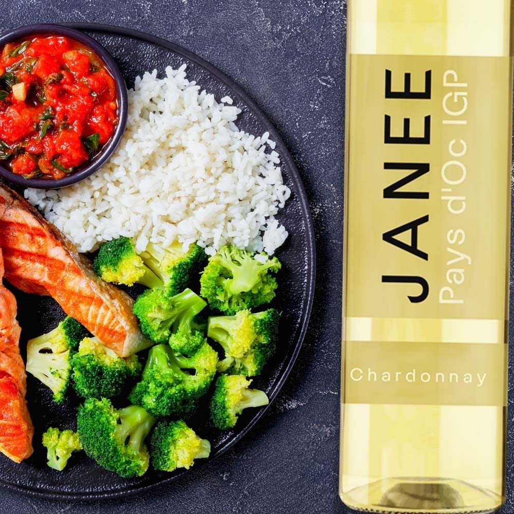 Janee Chardonnay IGP, halbtrocken, sortenreines Weinpaket + VINOX Winecards (6x0,75l)