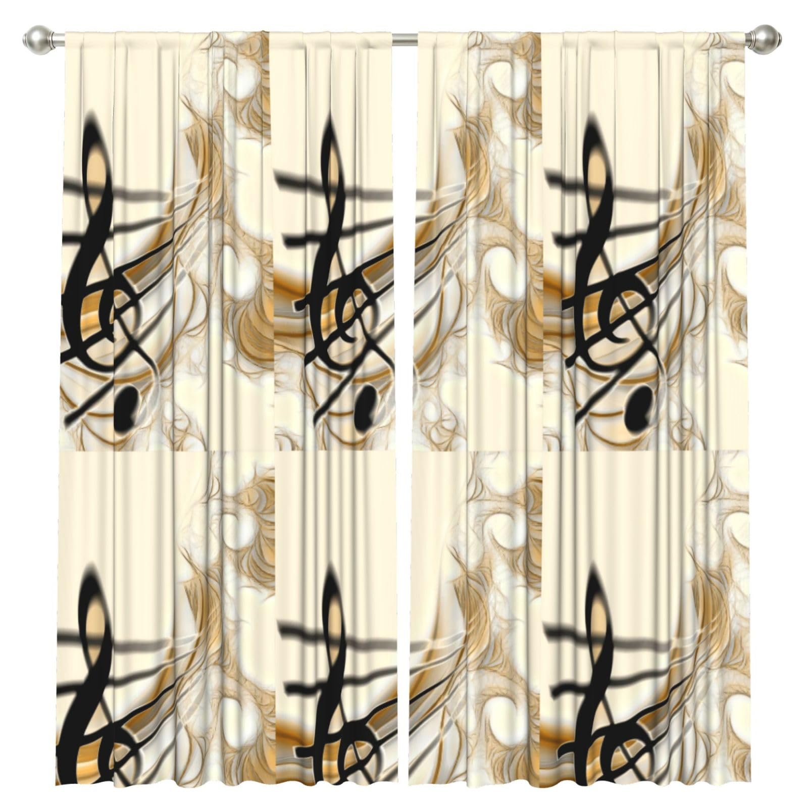 InOmak Music Note, 2 Panels Window Curtains 52 x 84 Inch Blackout Curtains for Living Room Bedroom