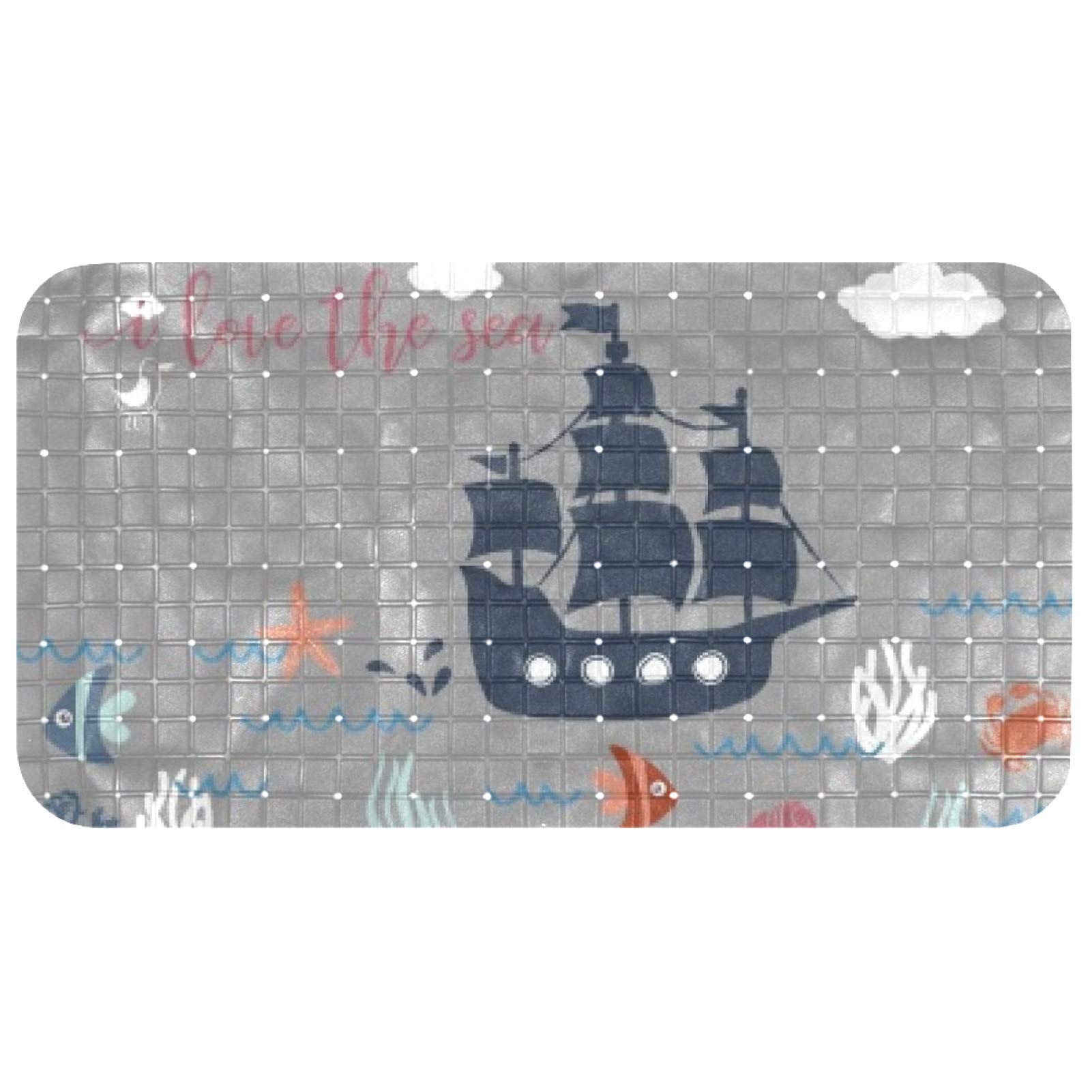 Tapis de bain antidérapant Bennigiry motif Love the Sea 37x68 cm