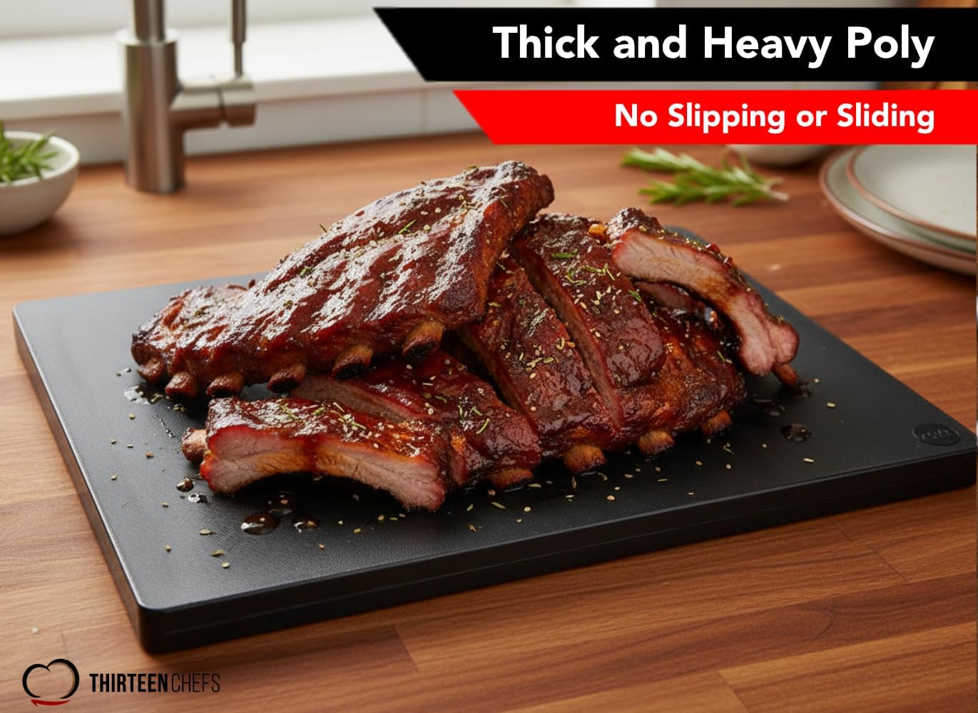 Restaurant 18x12 Thick Black Cutting Board - Full 1" Superior HDPP Poly, NSF for Commercial Kitchens and Food Service - Large Size