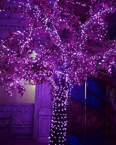 Miniatura 6 de Twinkle Star Paquete de 4 tiras de luces solares para exteriores, 39.4 pies, 120 luces LED decorativas de Navidad con 8 modos, luz impermeable para