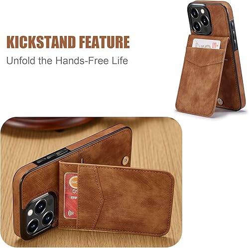 Miniatura 4 de Funda tipo cartera compatible con iPhone 15 Pro de piel sintética con ranura para tarjetero, cierre magnético con función atril de 6.1 pulgadas