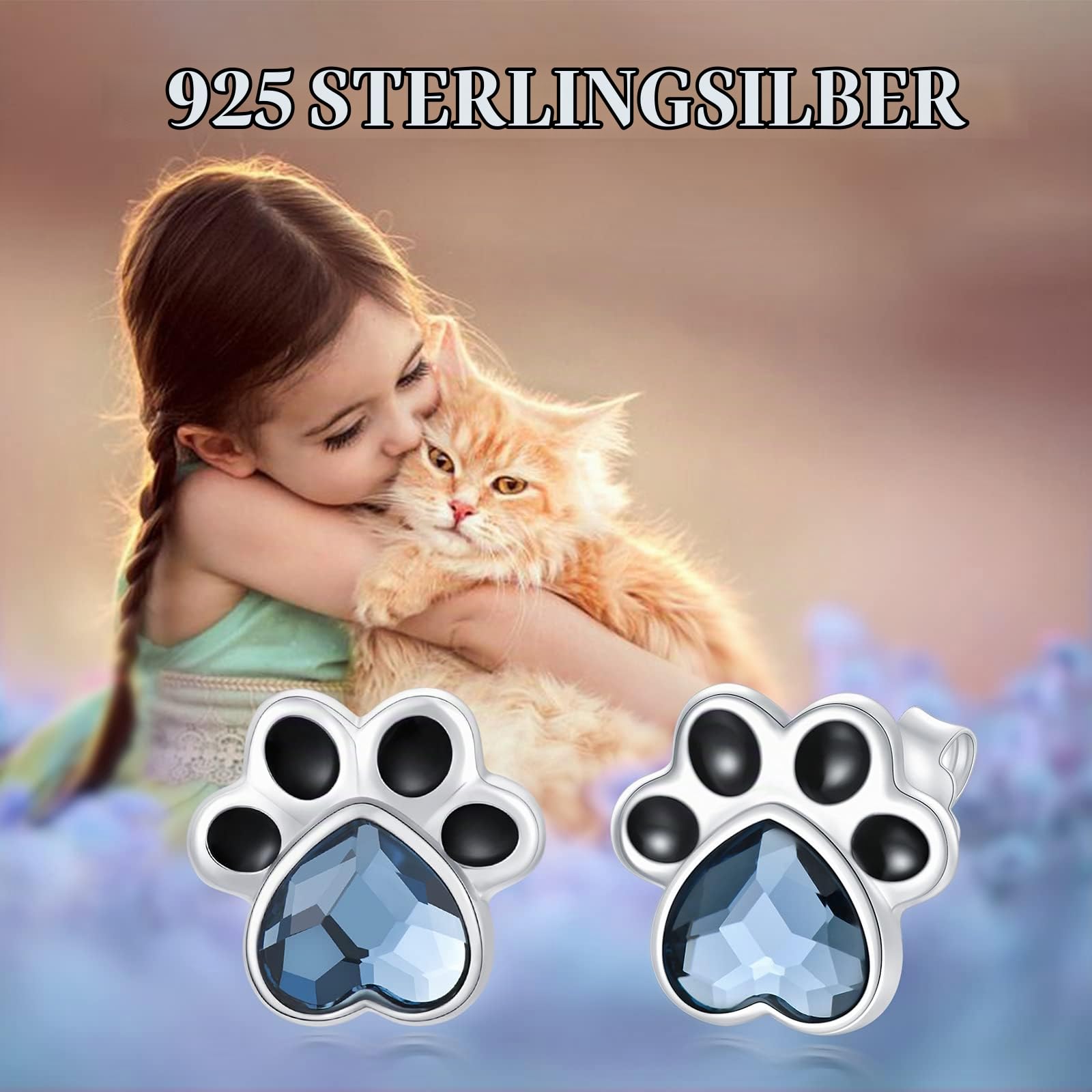 Pfoten Ohrstecker 925 Sterling Silber Hundepfote Ohrstecker Paw Print Ohrringe Tier Ohrringe Hypoallergene Geschenk Weihnachten Geburtstag Schmuck für Damen Mädchen