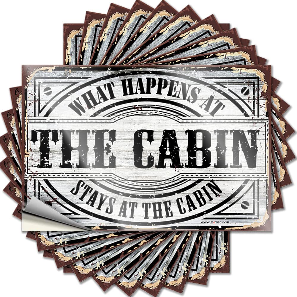 Fzfn Colour Door Decorations For Bedroom Saying Case | What Happens At The Cabin Stays At The Cabin Cozy Quick Sticker Pack(12X18cm)