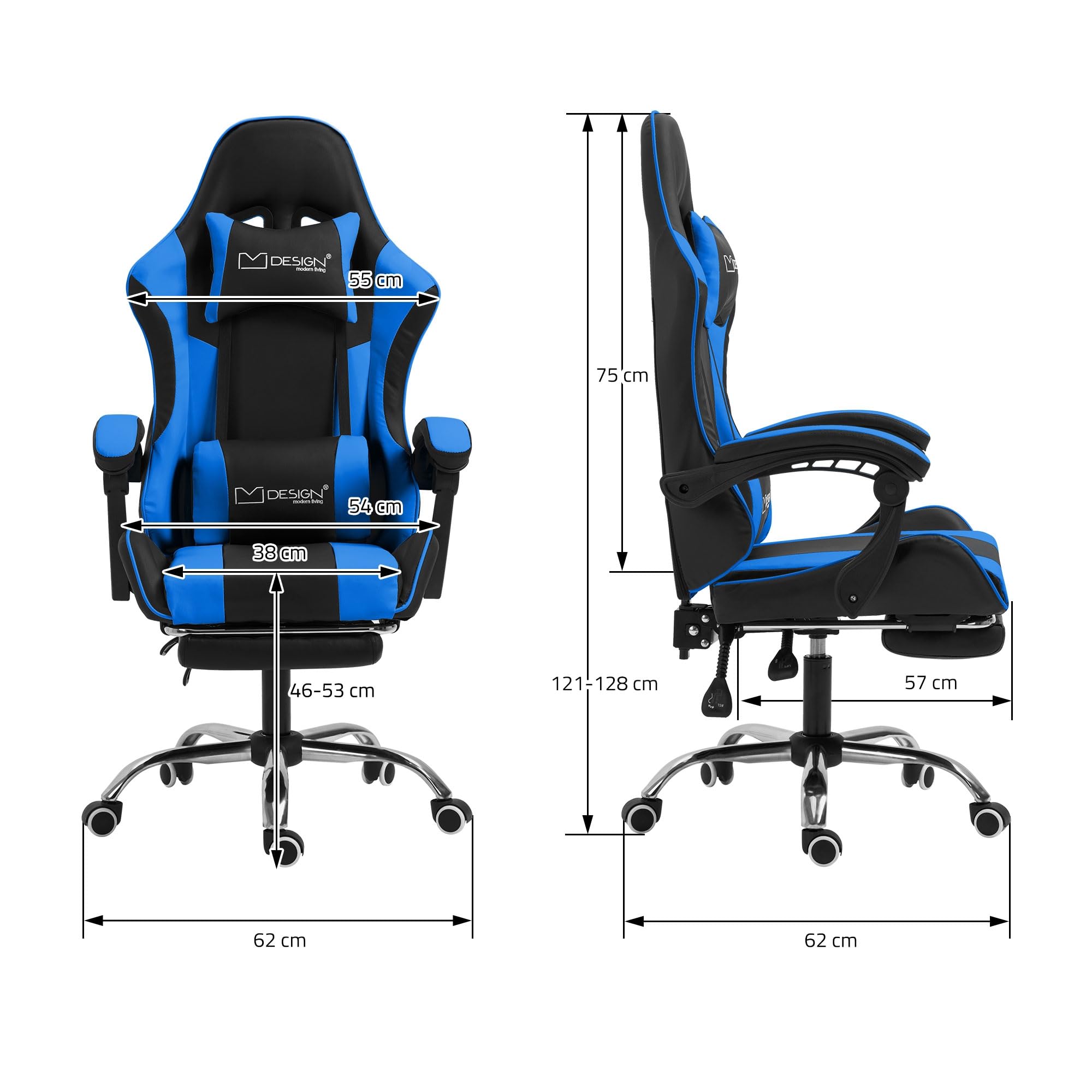 Sedia Da Gaming Ergonomic - Massaggio Lombare, Schienale Alto Regolabile, Poggiapiedi, Pelle PU - 4