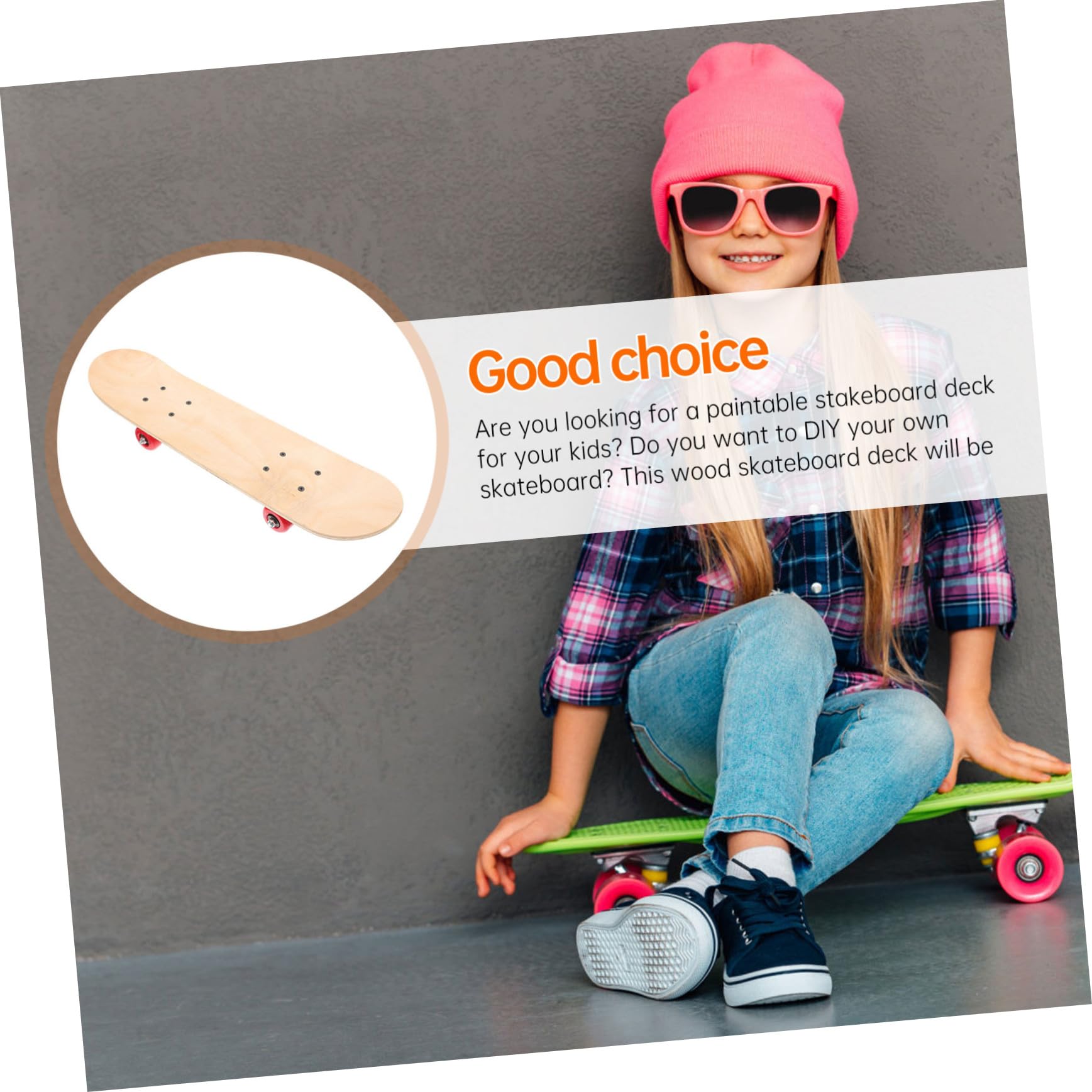 Planche de Skateboard Vierge à Peindre pour Garçon et Filles, Célébration | Bois Marron, Design Facile à Colorer, Capacité de Charge, Présent Anniversaire ou Noël pour Garçon et Filles