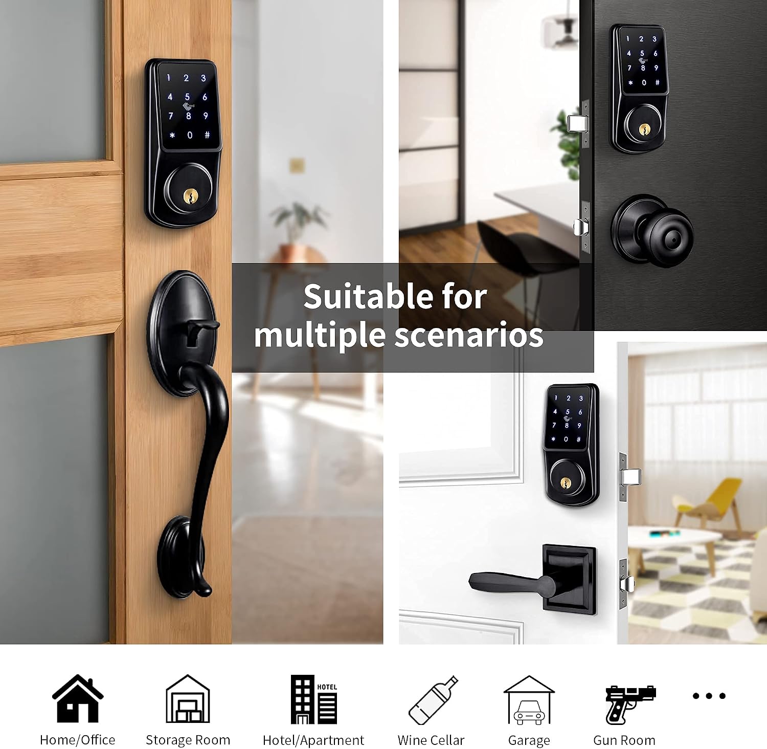 Onе-Dау Sаlе: Uр tо 50% оƒƒ Smart Lock,CATCHFACE Deadbolt Smart Lock Smart Deadbolt Lock Bluetooth Door Locks for Front Door with Deadbolt Door Lock with Keypad TTlock App Key IC Card Auto Lock for Office Home Airbnb Door Lock