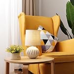 Lampes de table de chambre en céramique 2, Petite lampe de chevet, Lampe blanche avec lin, Mid Century Modern Nightstand Lampe pour chambre bureau salon, 7W LED Ampoule incluse