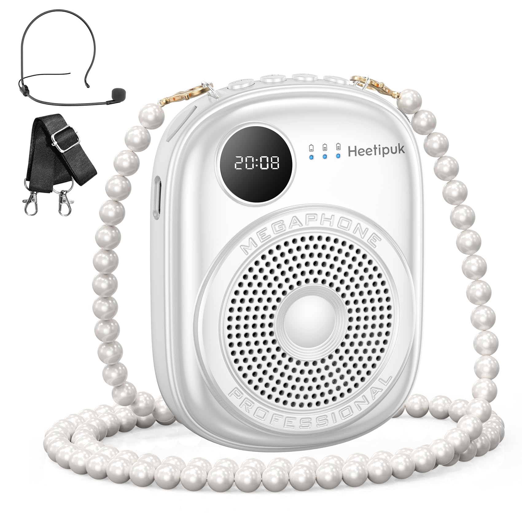 Tragbarer Sprachverstärker, kabelgebundenes Mikrofon und Lautsprecher, PA-System, Sprachverstärker mit Mikrofon, Headset für Lehrer, Sprache, Tourführer, Trainer, Yoga, Fitnesstrainer, Bluetooth 5.0