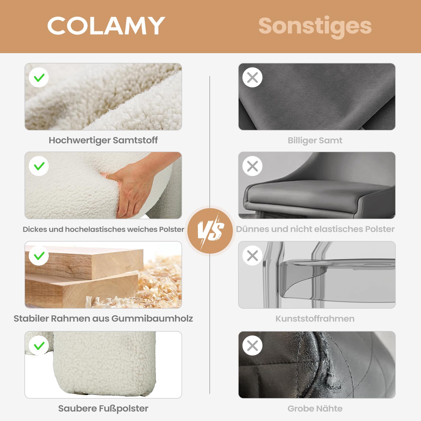 COLAMY Modern Velvet Ohrensessel, Gepolsterter Sessel Wohnzimmer, Bequemer Runder loungesessel mit 3 Beinen für Wohnzimmer, Schlafzimmer, Leseecke, Creme
