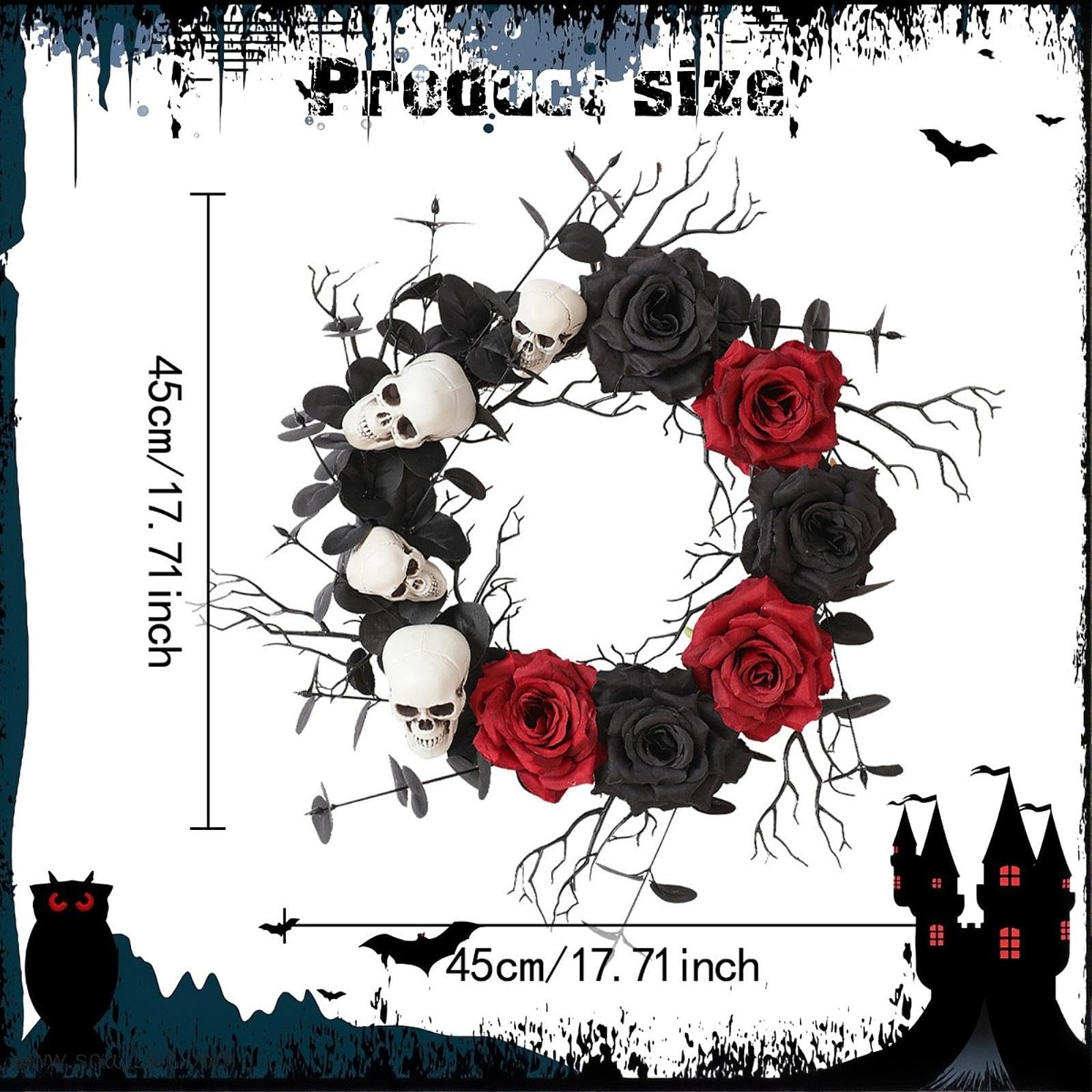 Couronne d'halloween, Couronne Artificielle de 45 Cm pour Une Utilisation Intérieure et Extérieure,