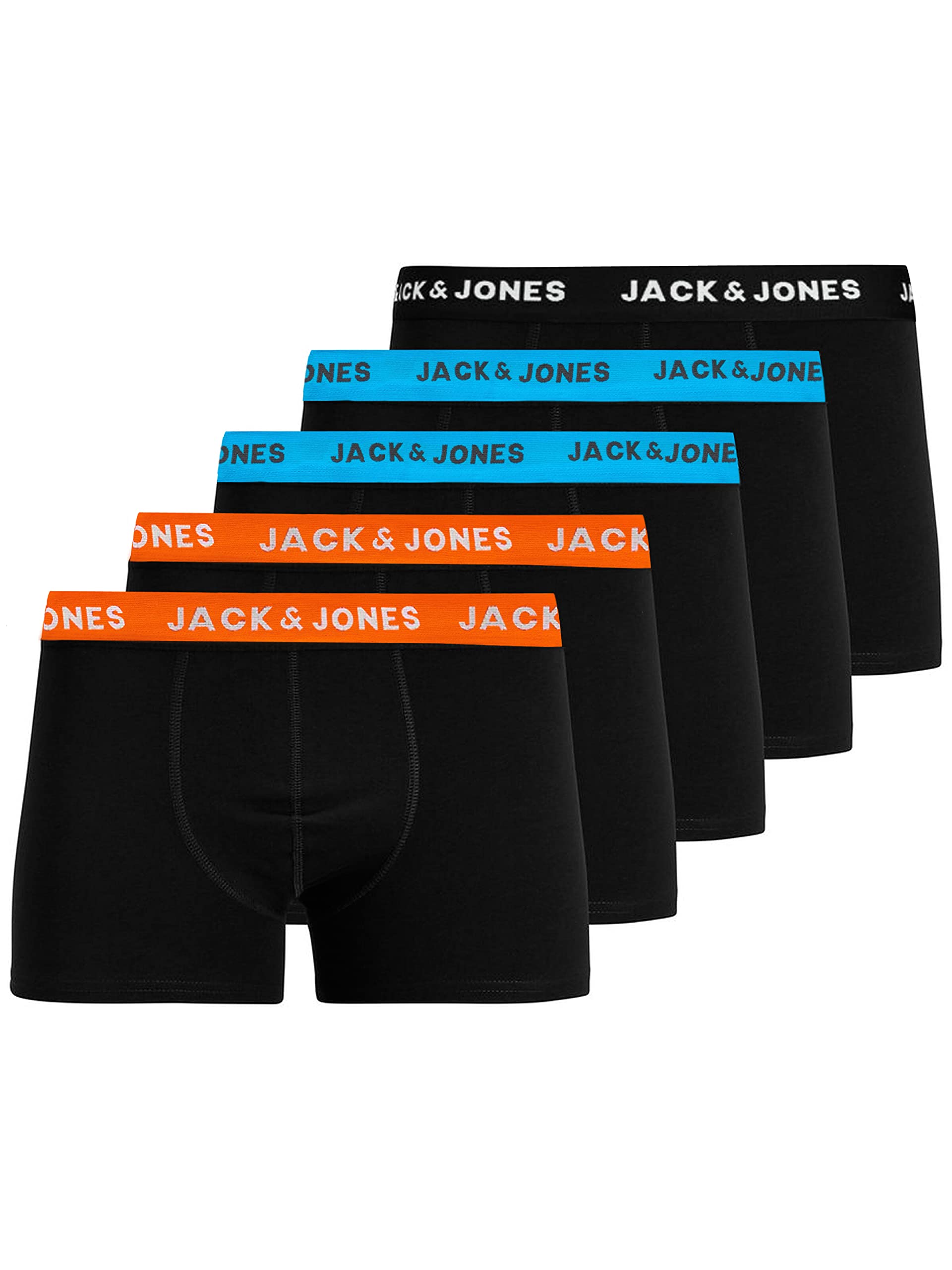 JACK & JONES JACHuey Men's Boxer Shorts, Pack of 5 - Black - M