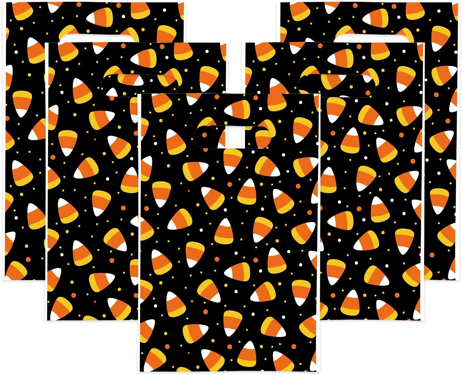 Whaline 72Pcs Halloween Trick or Treat Bags Halloween Party Favor Candy Bags Corn Treat Bags Plastic Goodie Candy Bags Gift Wrap Bags for Halloween Trick-or-Treating Event Party Supplies