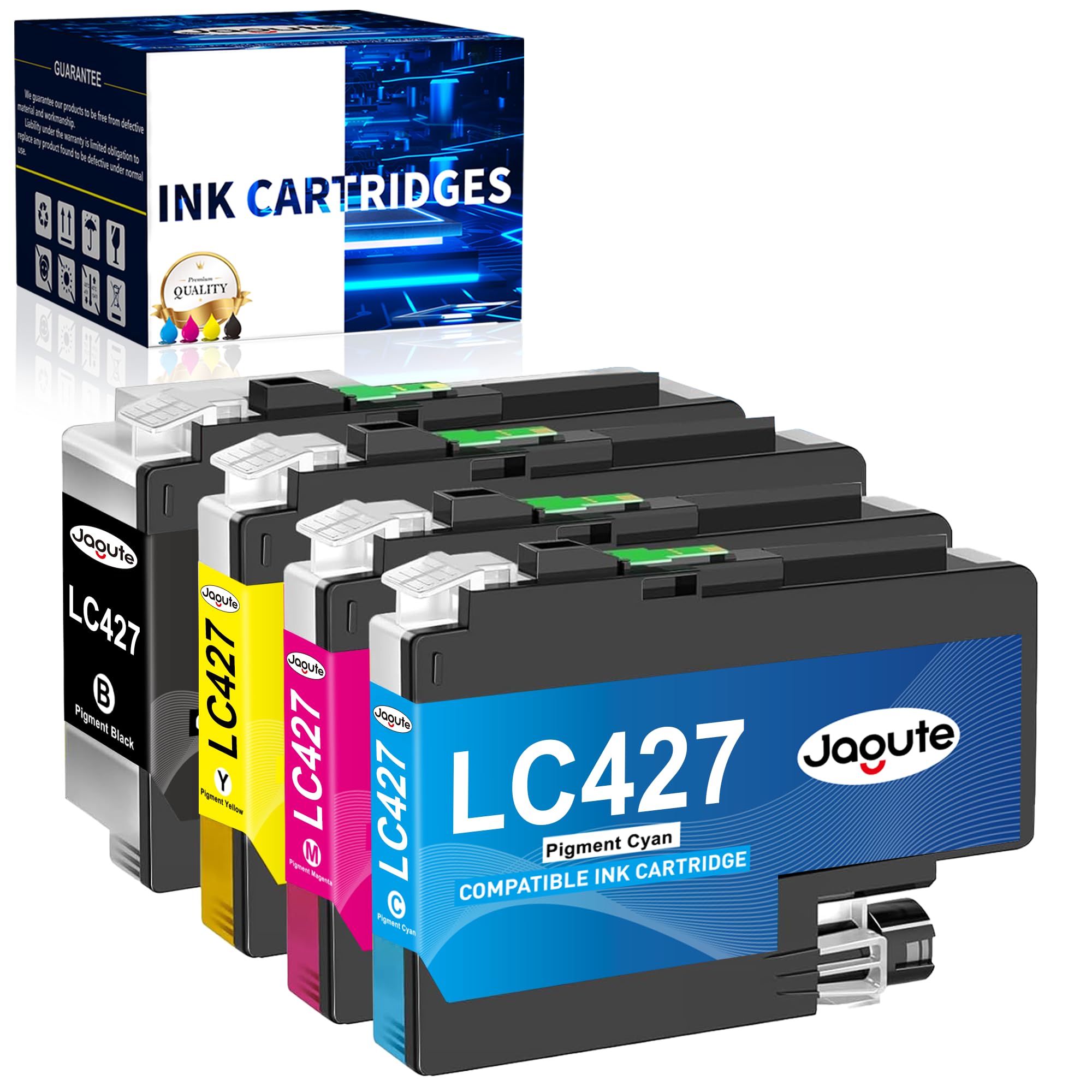 Jagute LC427 Cartucce d'inchiostro Compatibile per Brother LC 427 Cartuccia per Brother HL-J6010DW MFC-J5955DW MFC-J6955DW MFC-J6957DW MFC-J6959DW (4 Pack, 1x Nero, 1x Ciano, 1x Magenta, 1x Giallo)