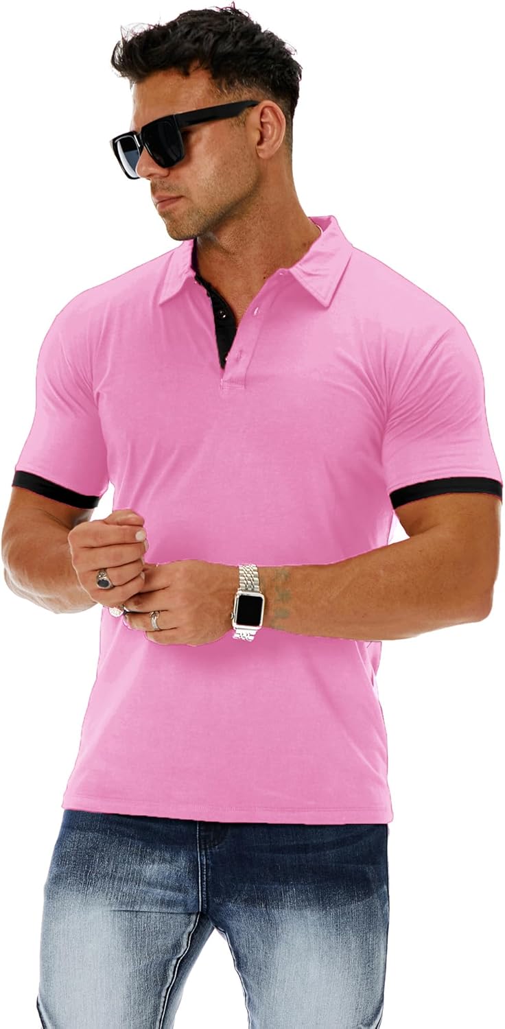 Men's Short Sleeve Solid Polo T Shirt Slim Fit Casual Basic Design