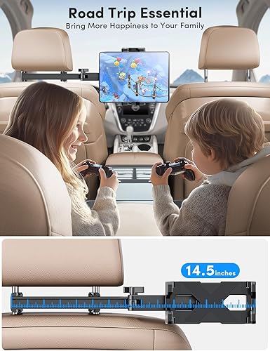 Miniatura 6 de ELWEY Soporte para tablet reposacabezas para automóvil, asiento trasero brazo de extensión 3 en 1, compatible con iPad de automóvil, accesorios