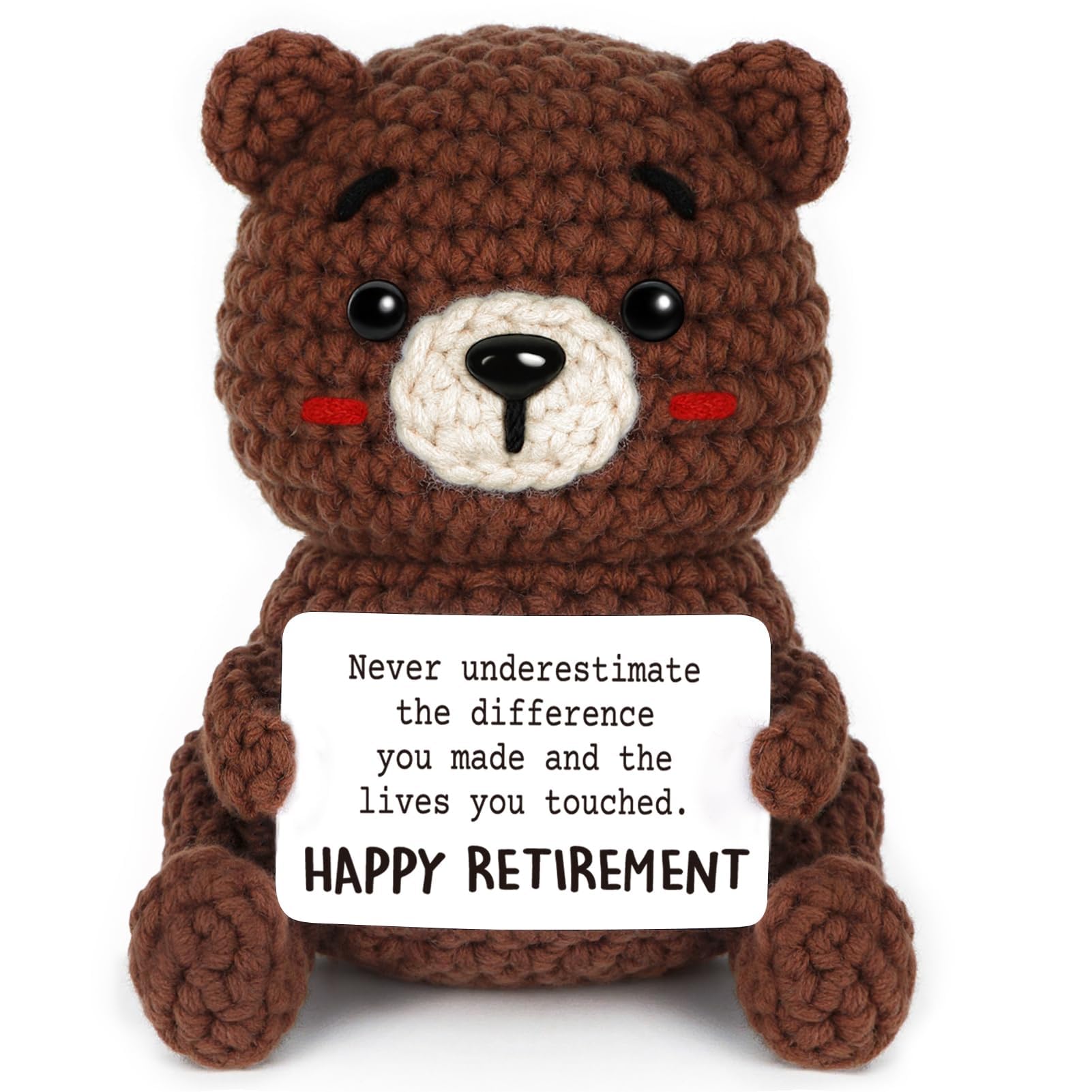 CheriGift Retirment Gifts for Women Men Handmade Crochet Teddy Bear Retirement Decorations
