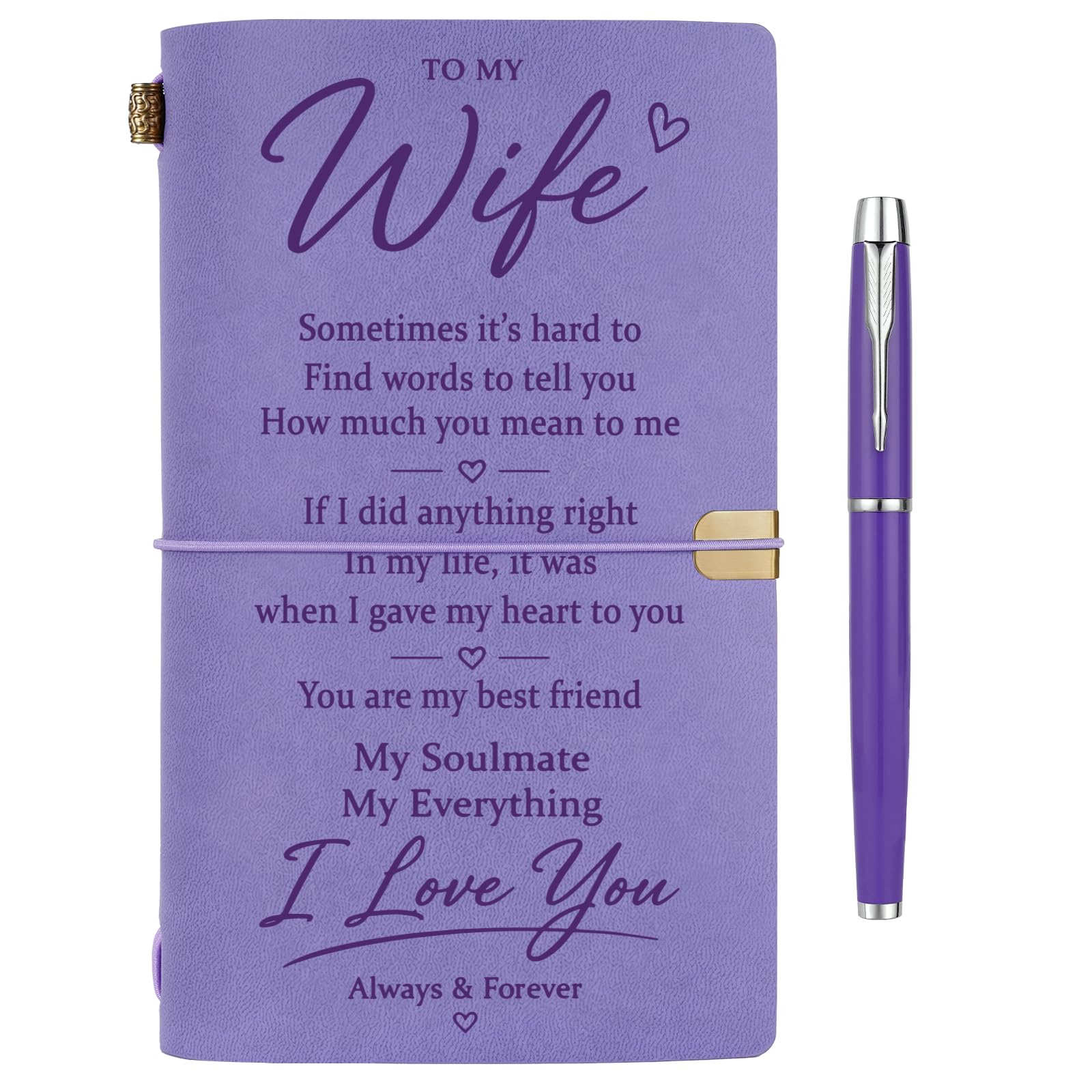 Wife Birthday Gifts, Romantic Wife Gift - PU Leather Notebook with Pen