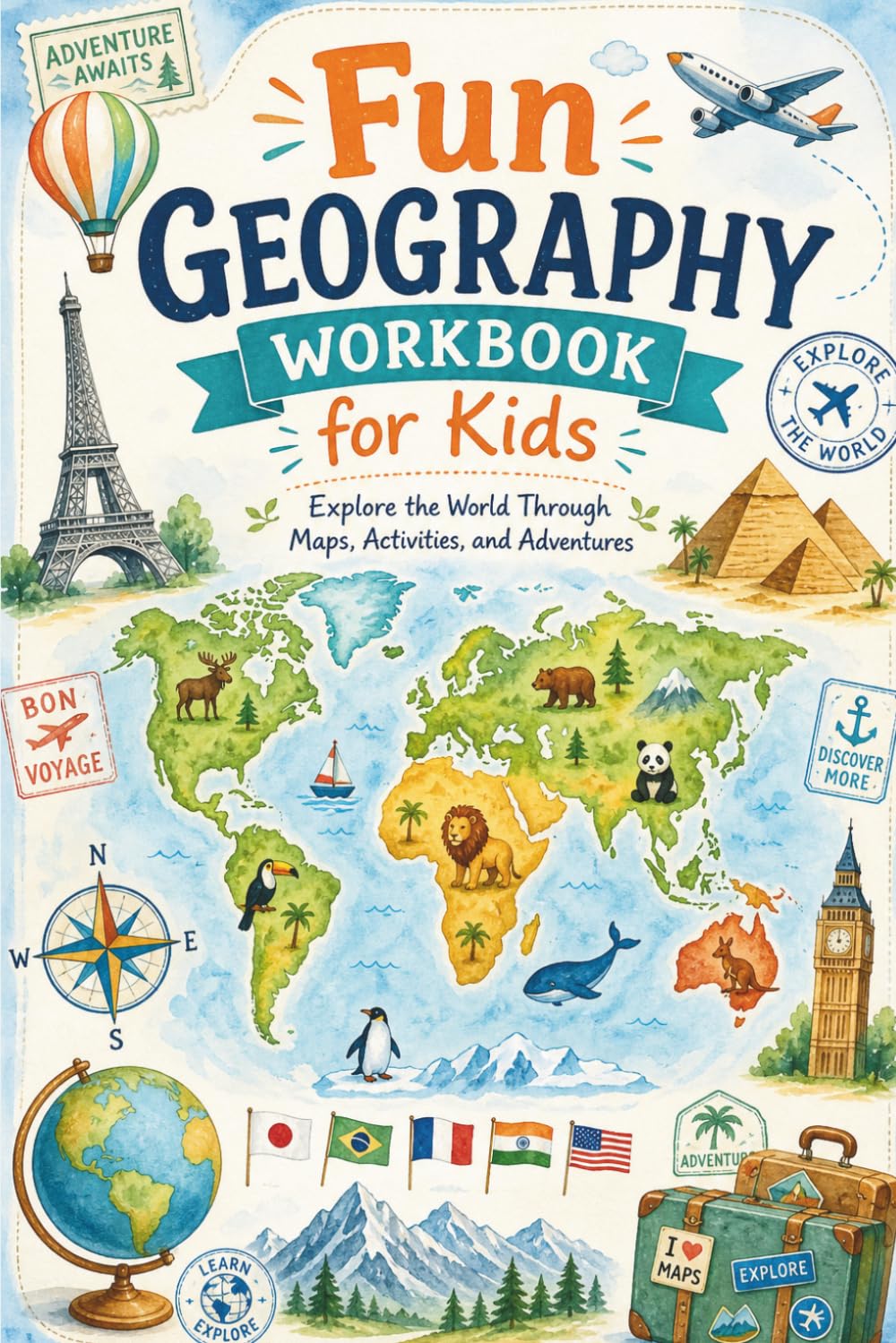 Fun Geography Workbook For Kids: Explore Countries, Maps, Cultures & Continents With Fun Activities.