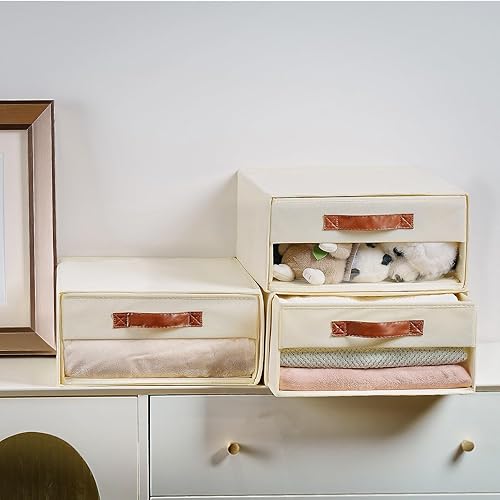 Miniatura 2 de Organizadores y almacenamiento de armario, paquete de 4 cajones de almacenamiento apilables transparentes, contenedores organizadores de cajones de