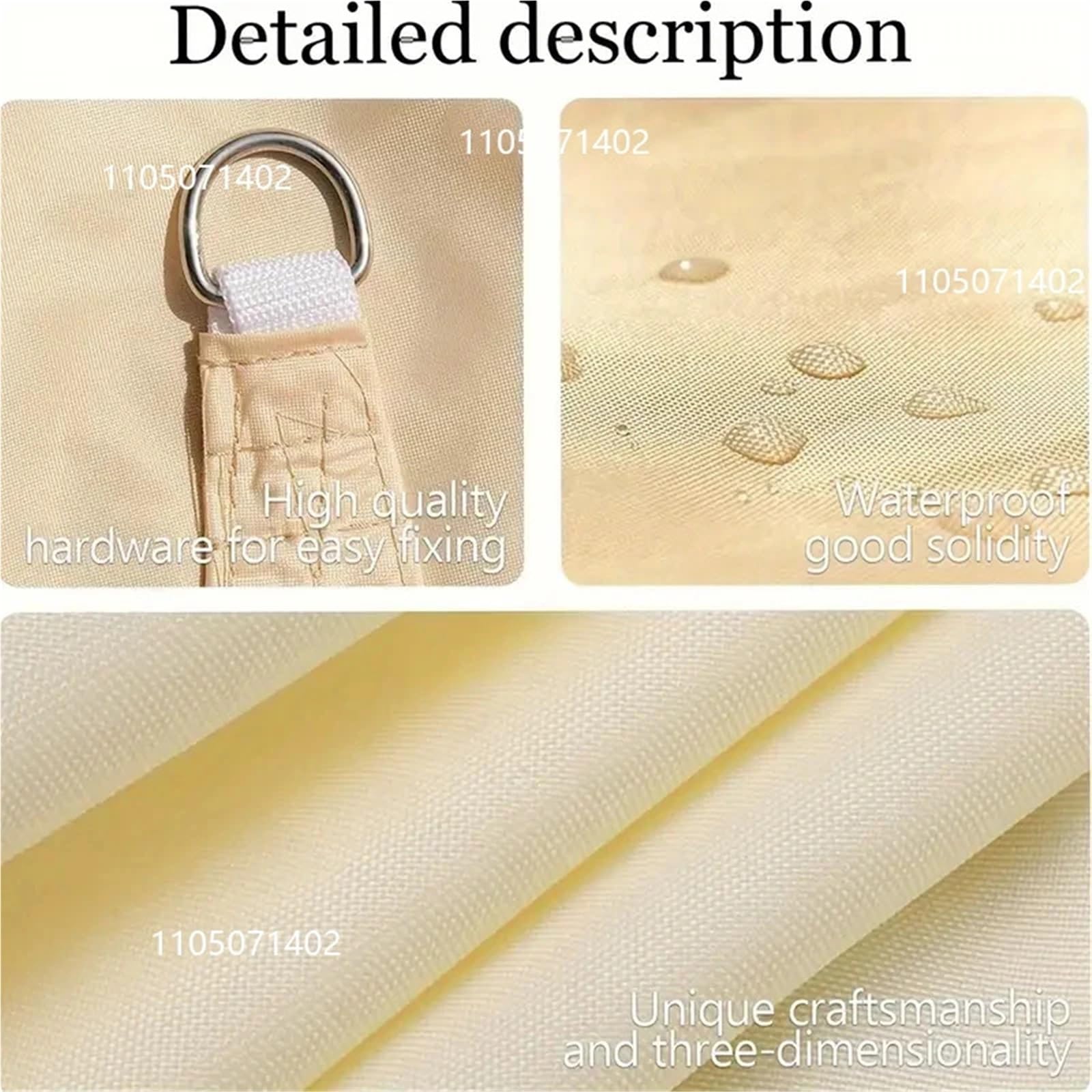 Sonnensegel 3x3,0m 4x5m Sonnenschutzsegel Mit Kit Outdoor Canopy Anti for Patio Garden(Khaki kit,200x500cm)