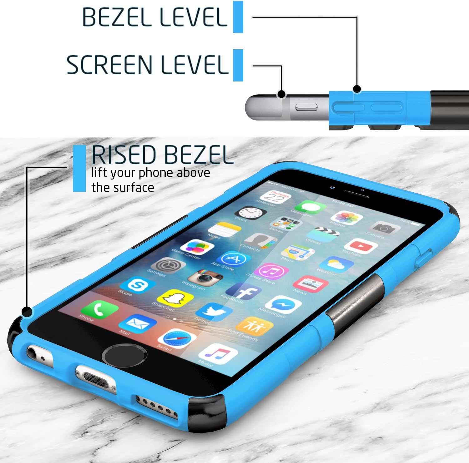 iPhone 6s Plus Case, BUDDIBOX [HSeries] Heavy Duty Swivel Belt Clip Holster with Kickstand Maximal Protection Case for Apple iPhone 6 and 6s Plus, (Blue)