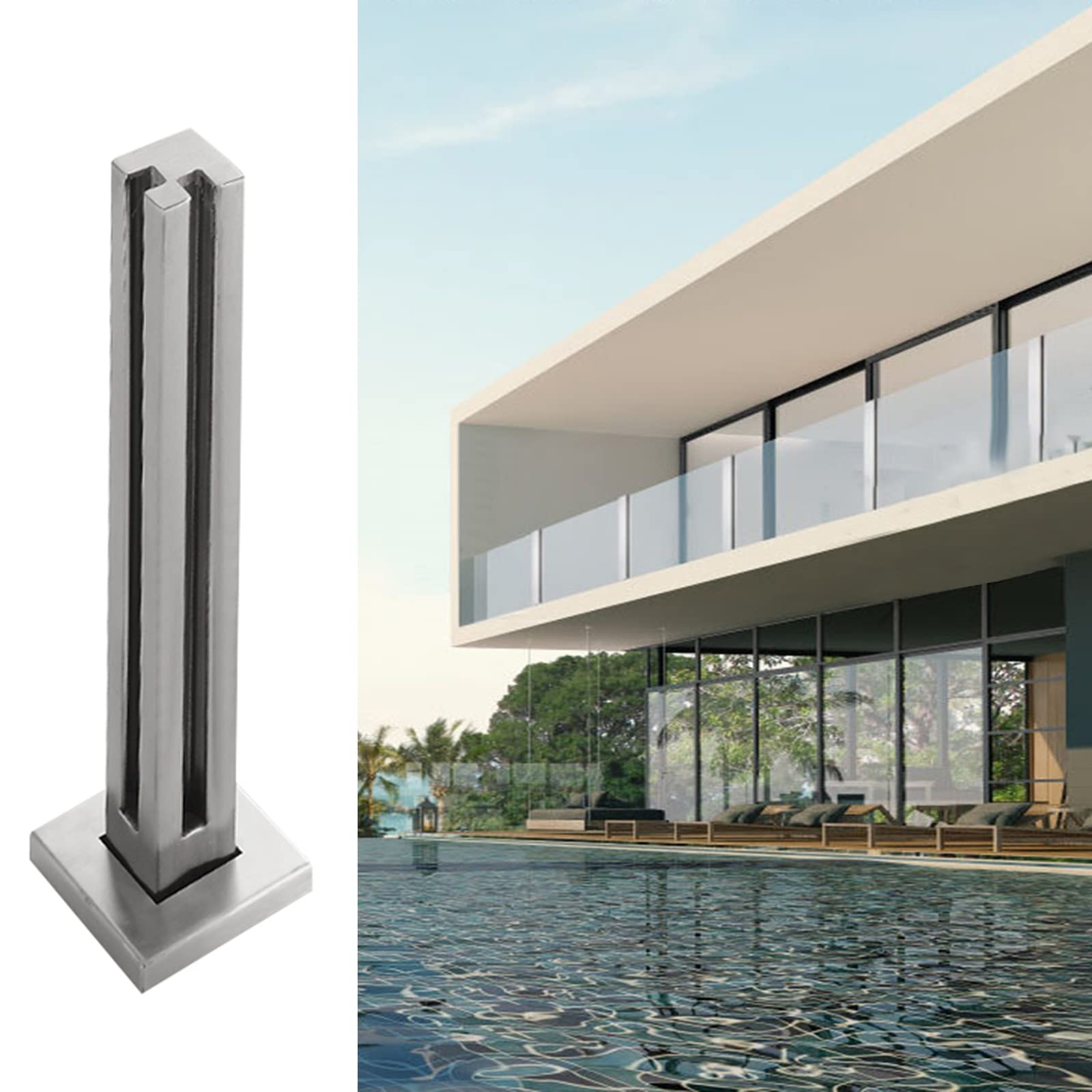 Garde-corps en verre pour escalier extérieur et support de poteau de terrasse modulable