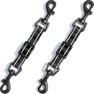 2 Pcs Dog Collar Safety Clips with Double Ended Clasps | Adjustable Collar Backup Clip for Dog Harness & Collars Connectors, Training for Walking, Running, and Hiking, Safety Clip - Black