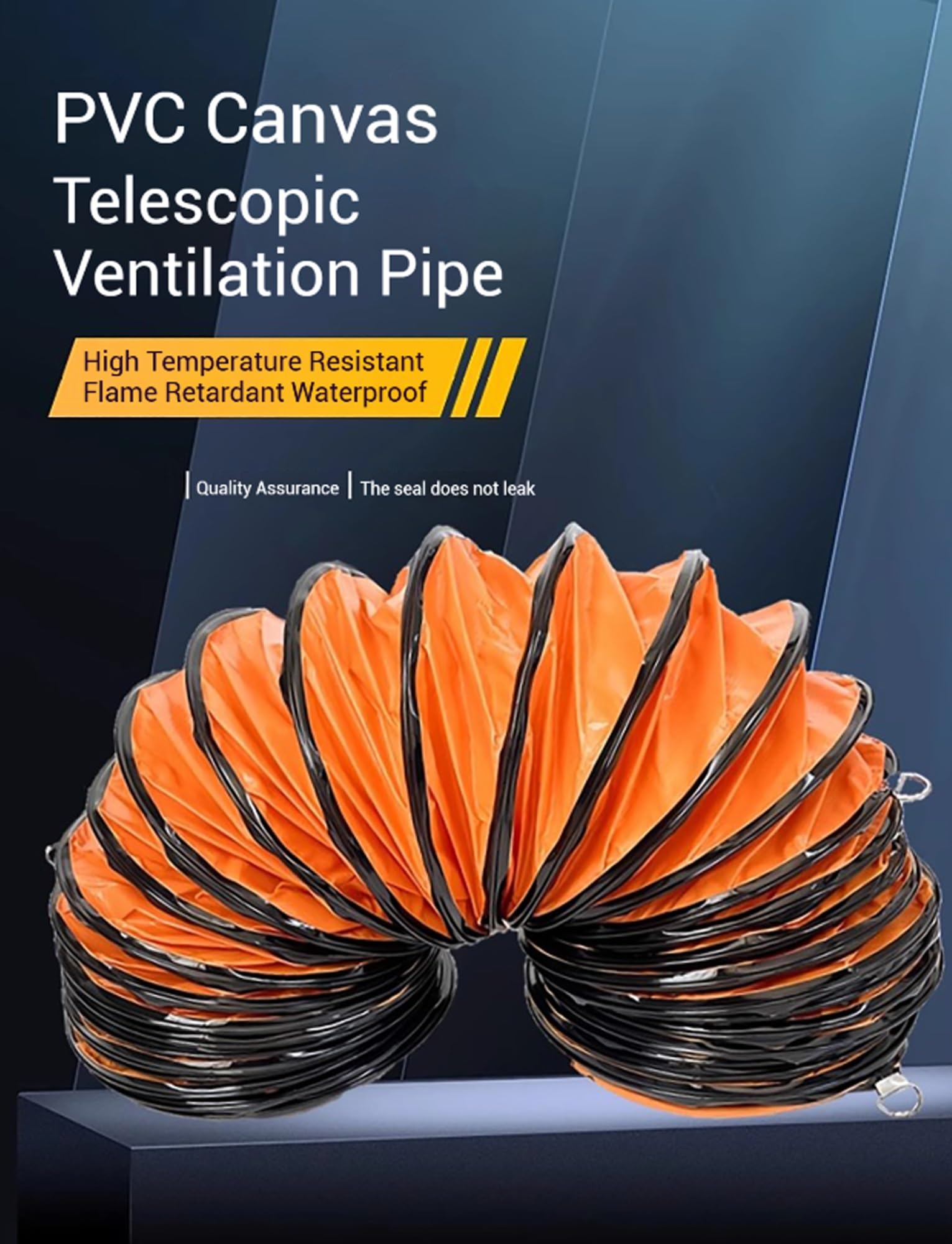 Tubo Flessibile in PVC, Ignifugo, per Condotti di Ventilazione, con Corda Regolabile E Anello A D, Facile da Riporre (200 Mm X 3 Metri)