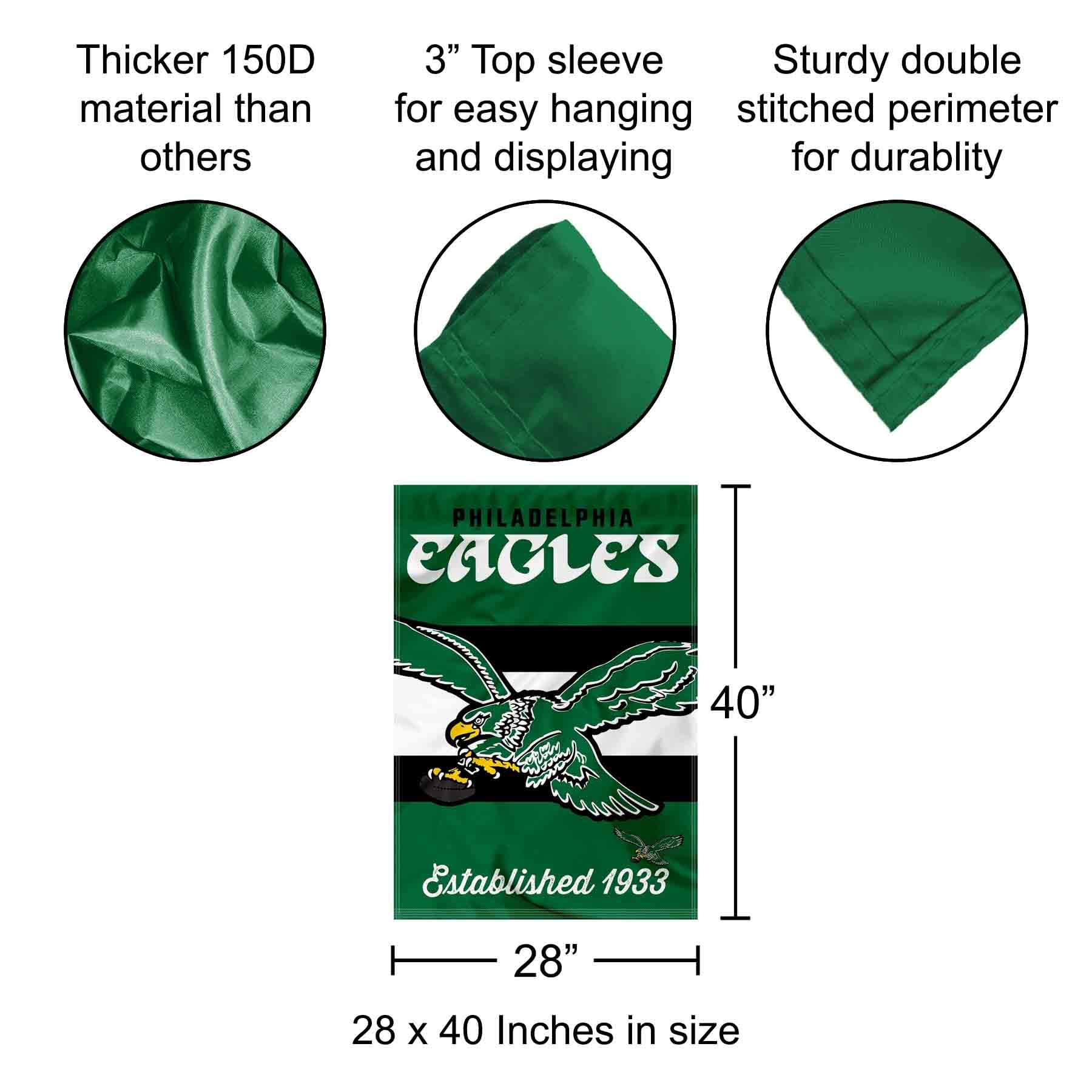 WinCraft Philadelphia Eagles Vintage Throwback Retro Double Sided Banner Flag