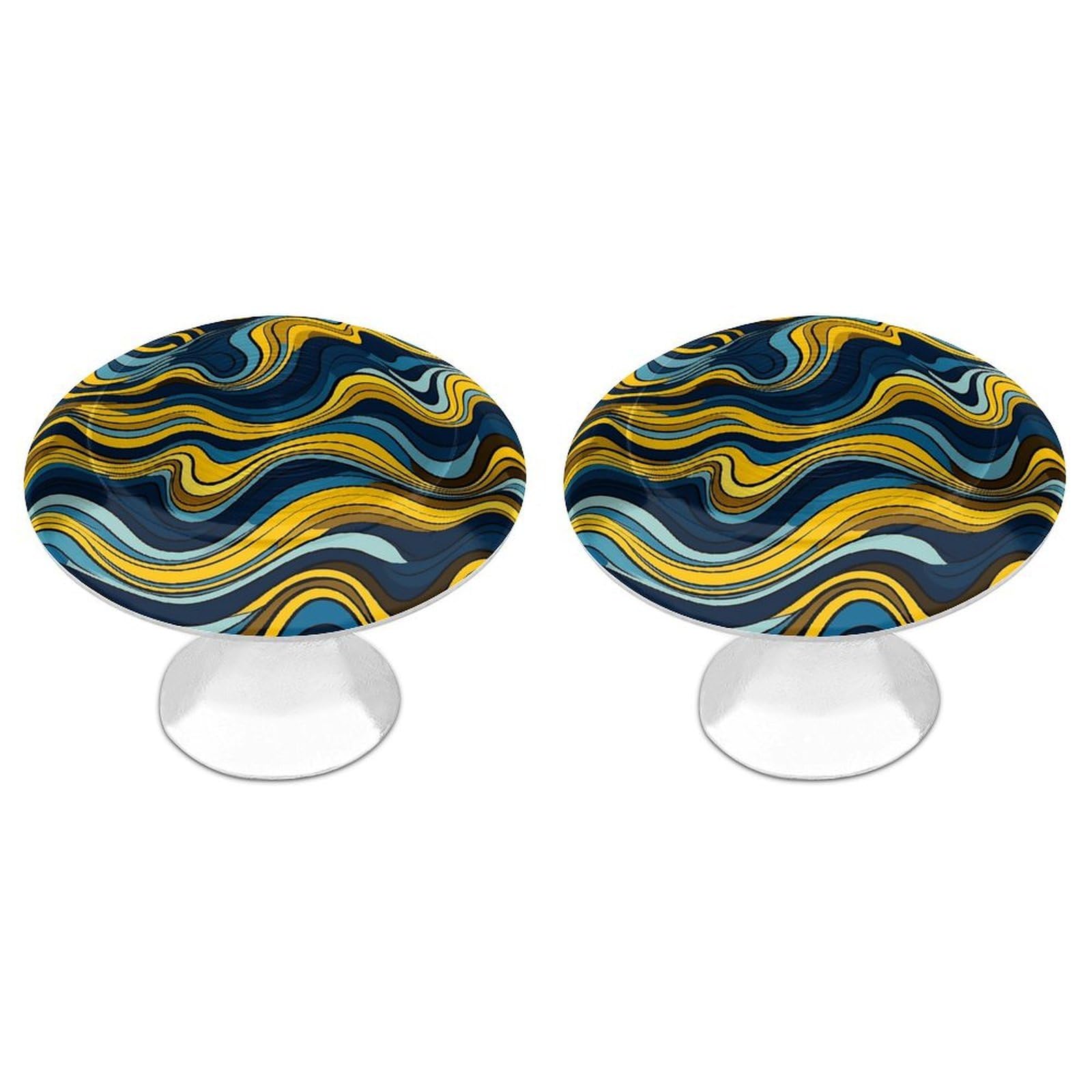 QMNLKH Wave Pattern Cabinet Knobs for Home, Round Drawer Pulls for Kitchen, Personalized Cupboard Handles with Screw, Fashion Dresser Knobs for Office, Drawer Handles, 2 Packs