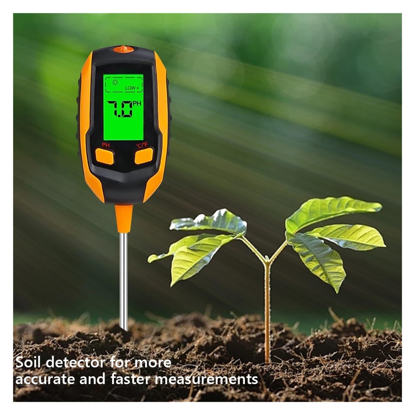 Misuratore di pH, misuratore acidità, illuminamento, temperatura, igrometro, umidità, 5 in 1/4 in 1 for vasi domestici Giardinaggio, Agricoltura(5 IN 1)