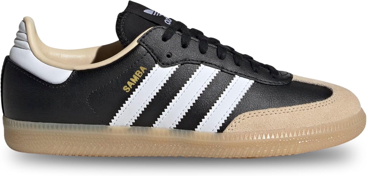 adidas Samba Og J Undefined's 3-Stripes 60S Retro Contrast Trainers (Black White, US 5.5)